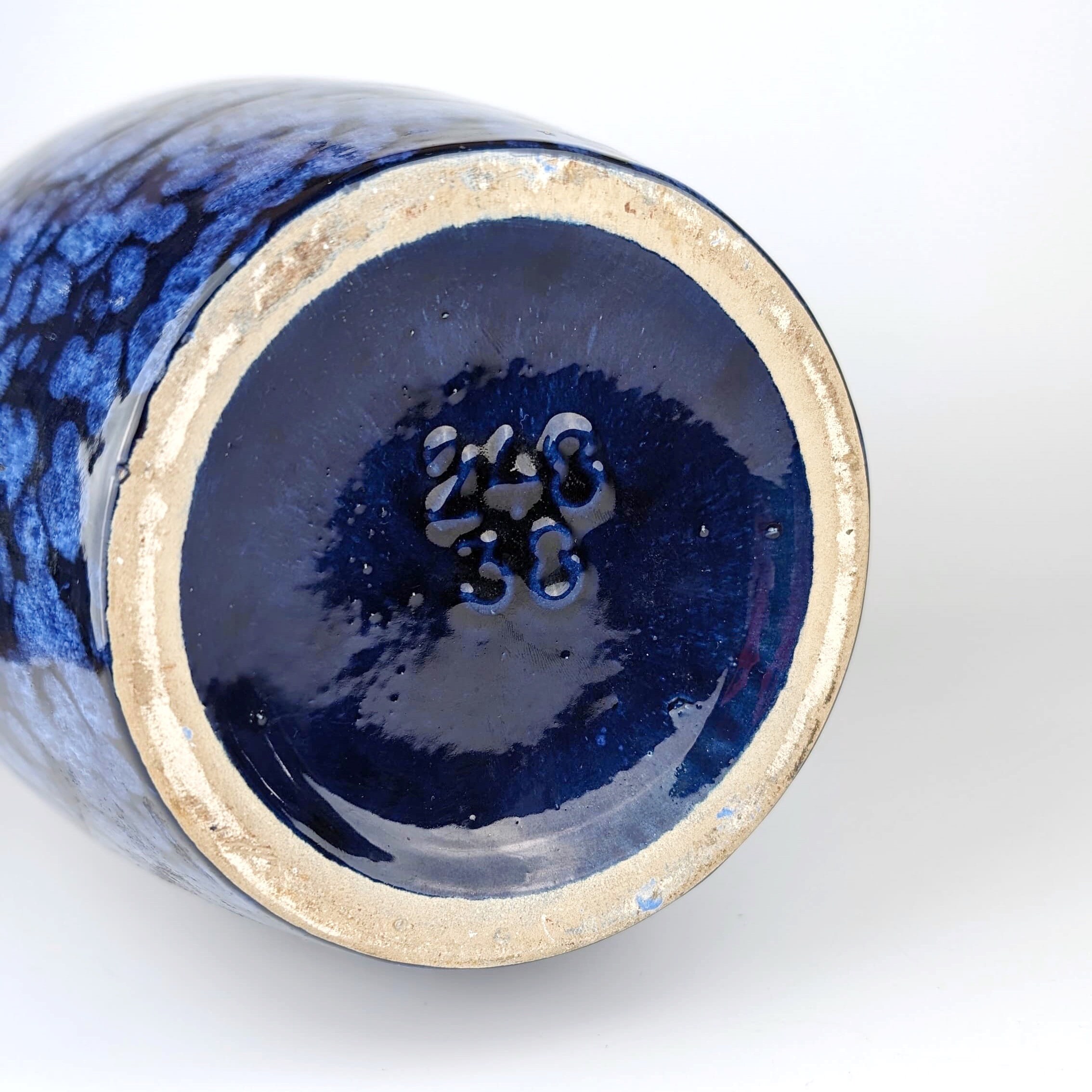 Vintage Vase Keramik Blau 1970er Jahre