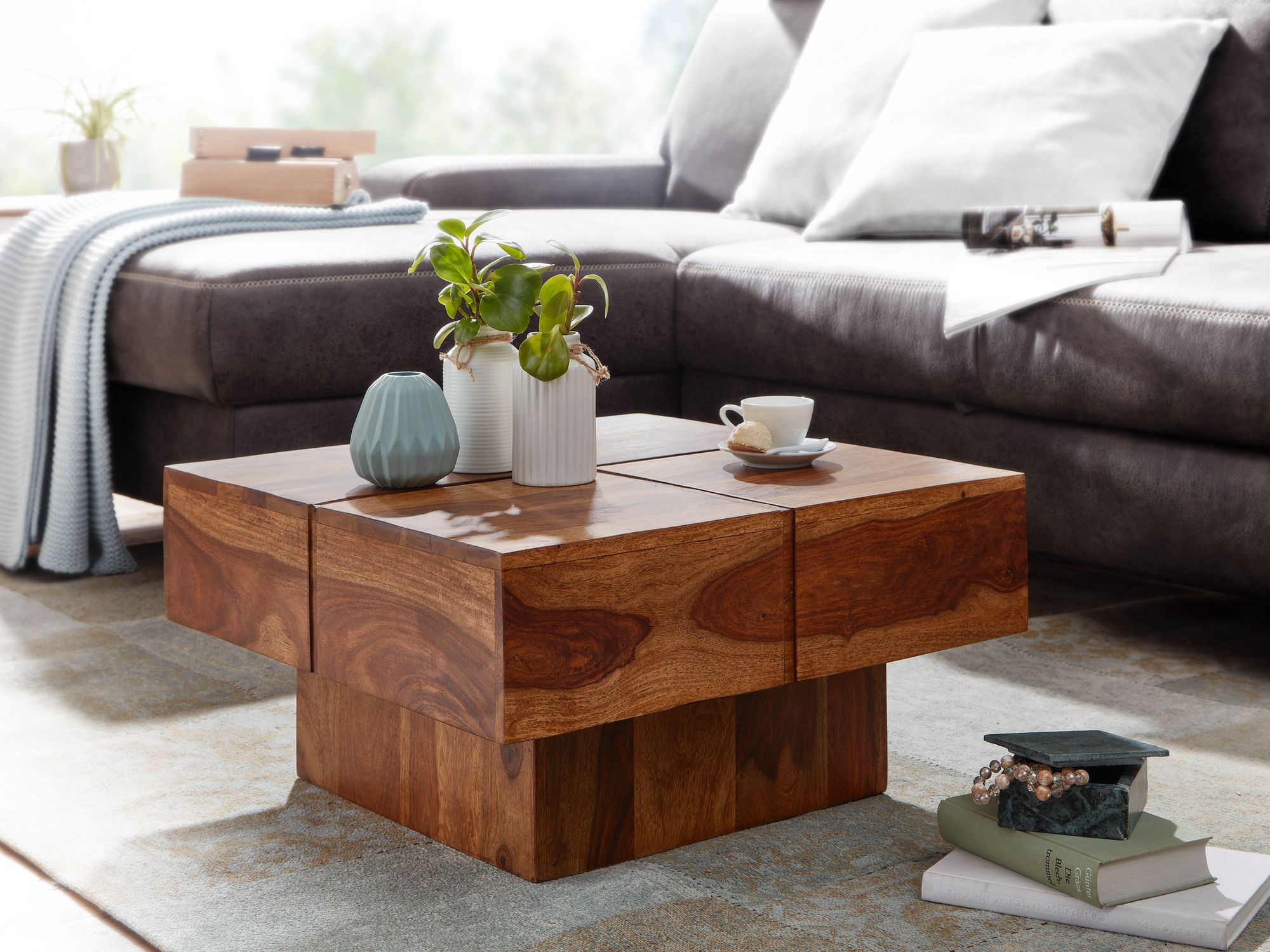 Coffee Table Dalwitz Sheesham Solid Dark Brown