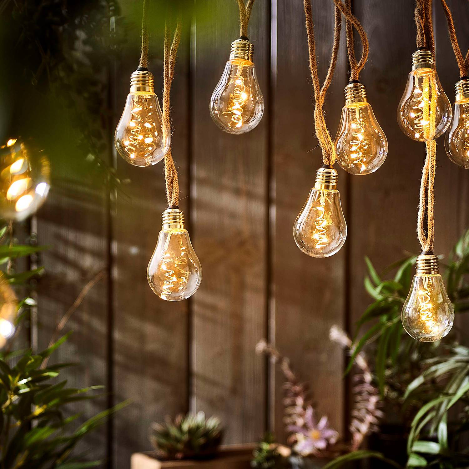 LED-Lichterkette BULB LIGHTS IV Klarglas / Jute 10-flammig