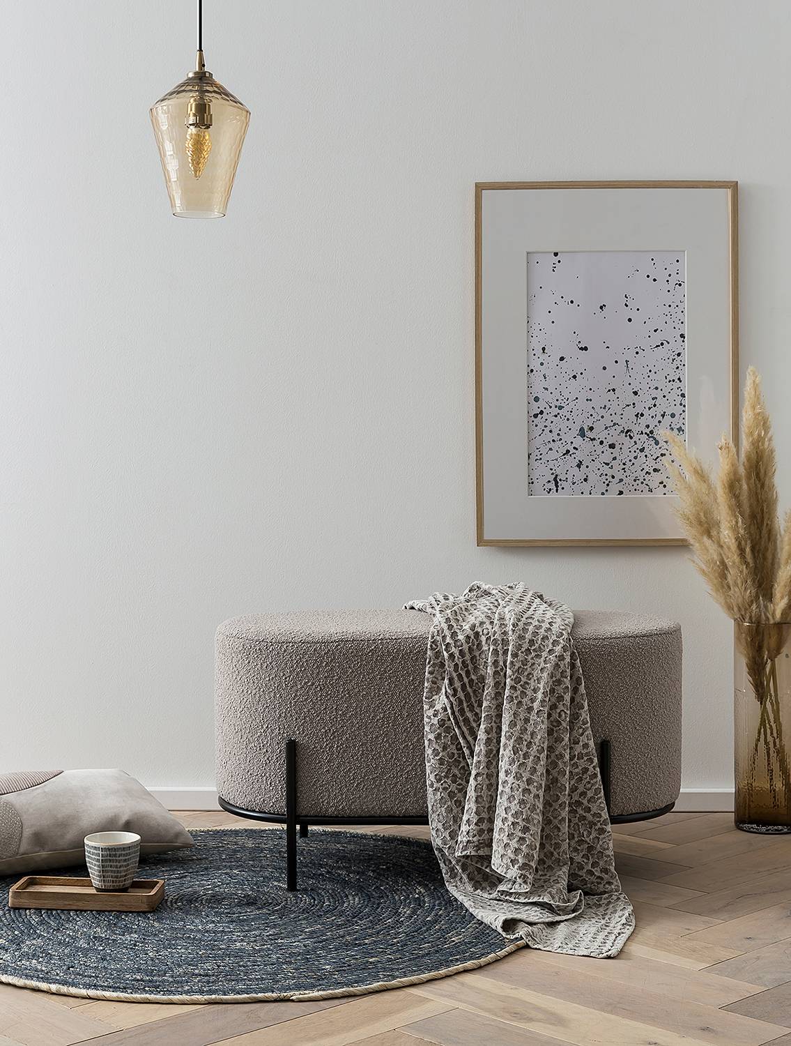Polsterhocker Bumyra Bouclé Taupe