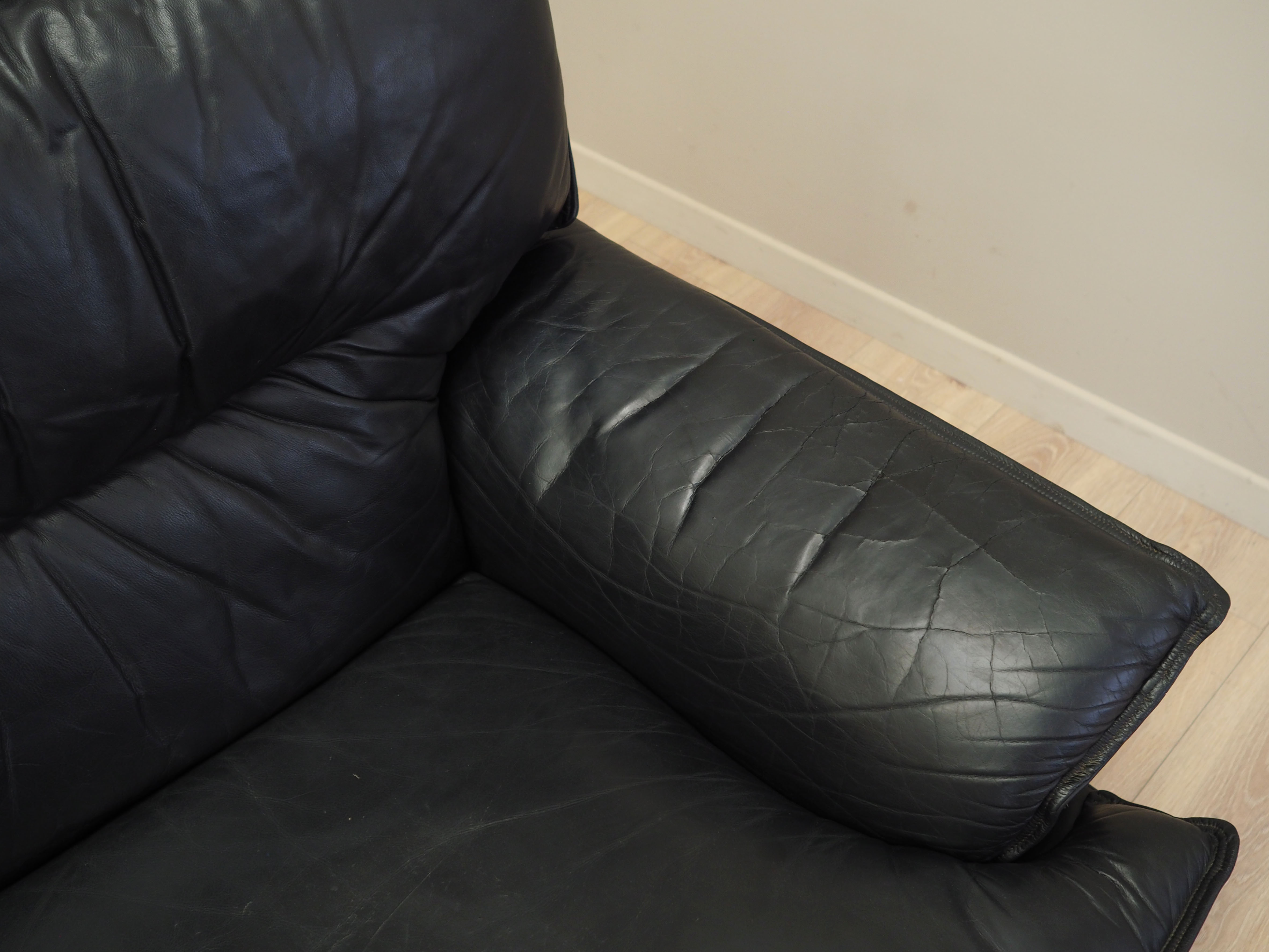Modular sofa leather black 1960s