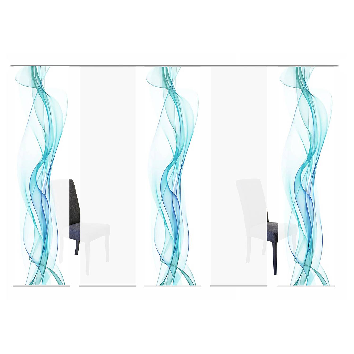 Schiebevorhang Haze Webstoff 60 x 245 cm Petrol 5er Set