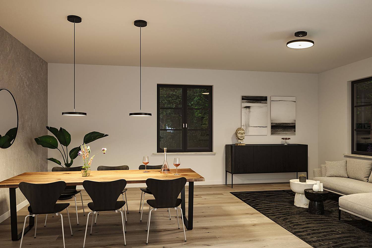 Pendelleuchte Hildor Aluminium Schwarz