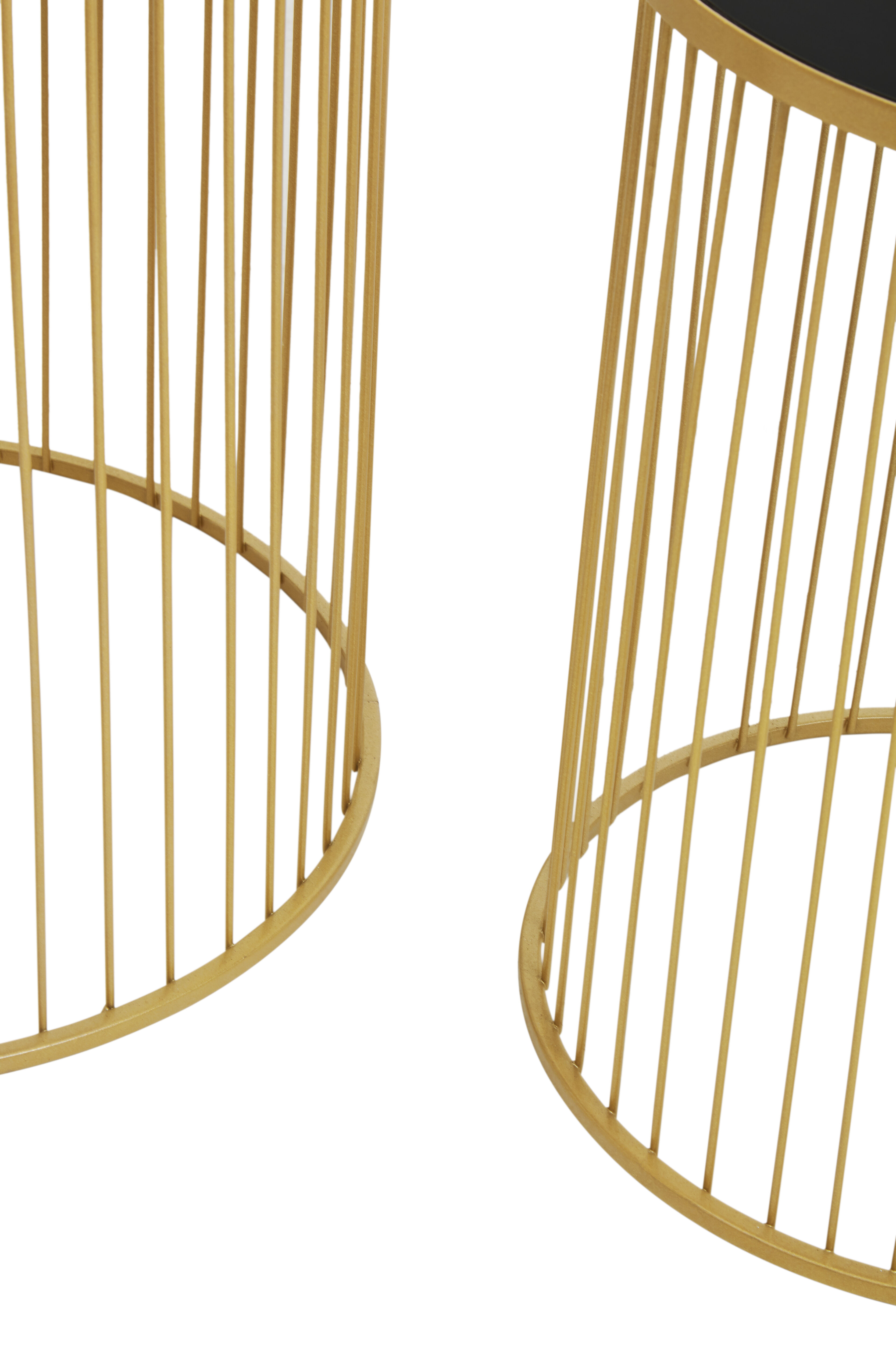 2x Avento Set aus zwei schwarz-goldenen Beistelltischen
