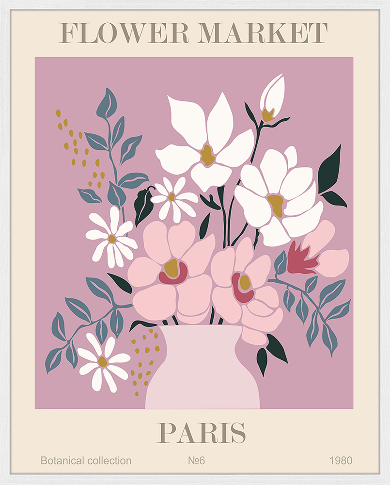 Flower Market Paris Stampa d'arte con cornice multicolore