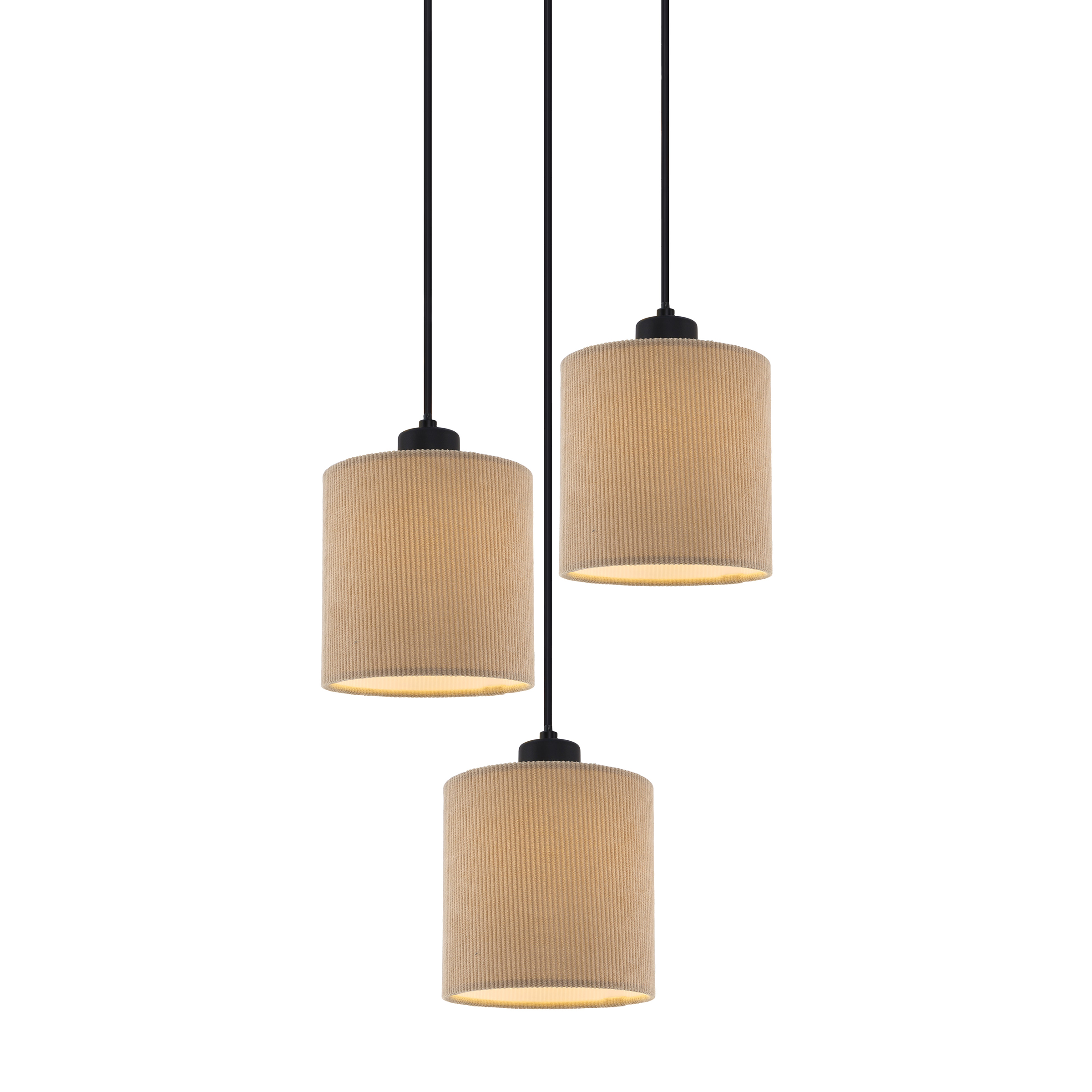 Coning Rund Pendelleuchte 3-flammig Gusseisen Samt Hellbraun