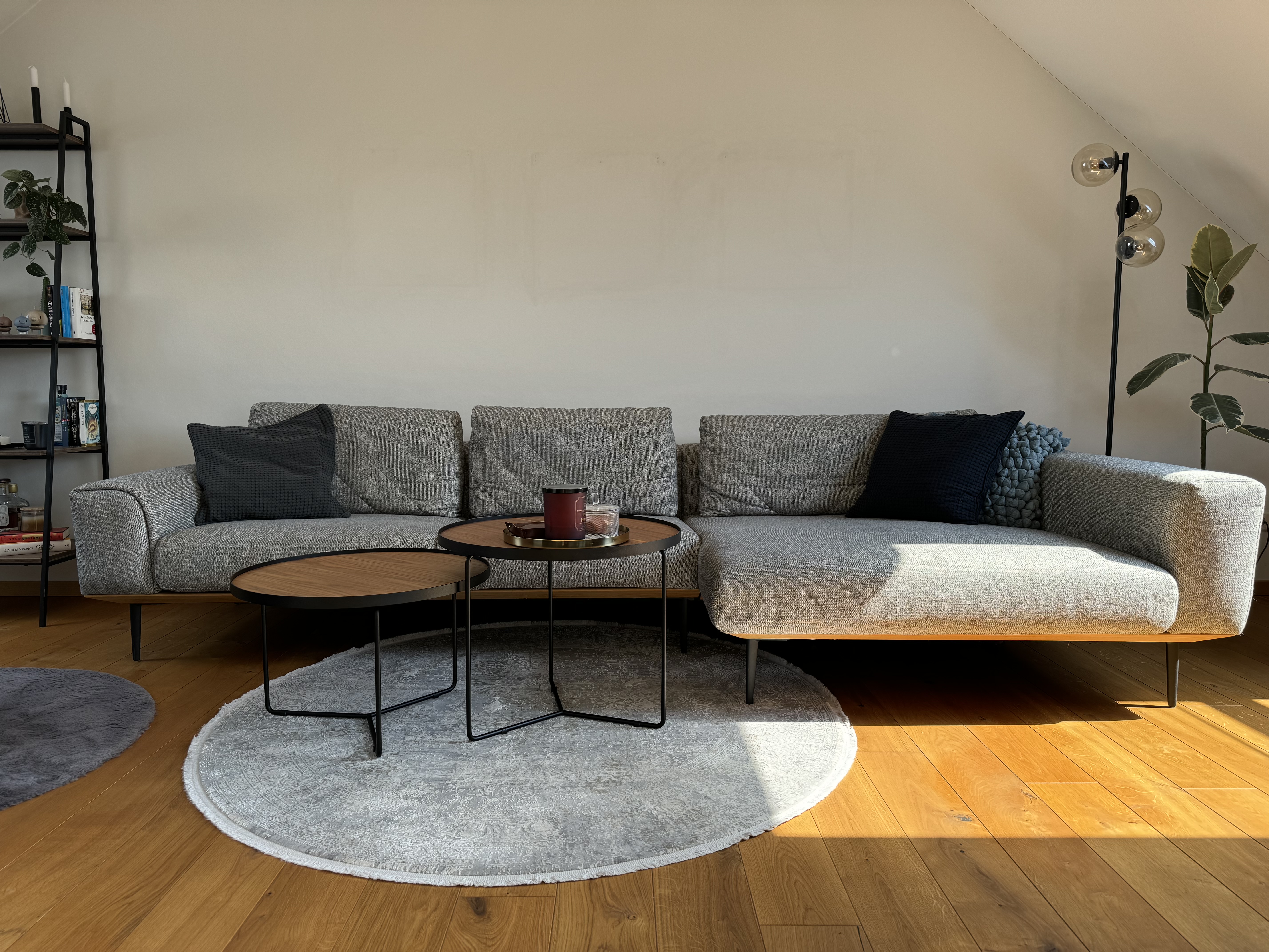 Sofa Récamiere Rechts Textil Holz Grau