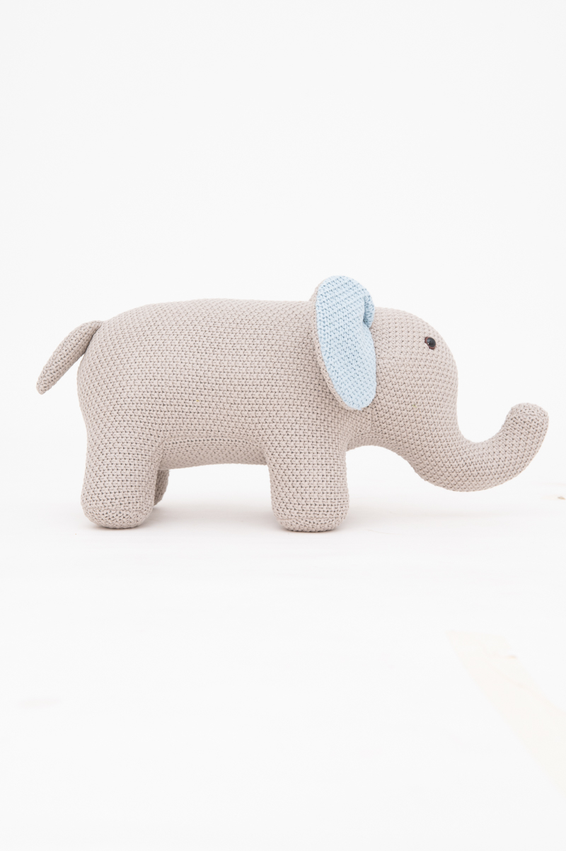 Elephant stuffed animal cotton gray pink
