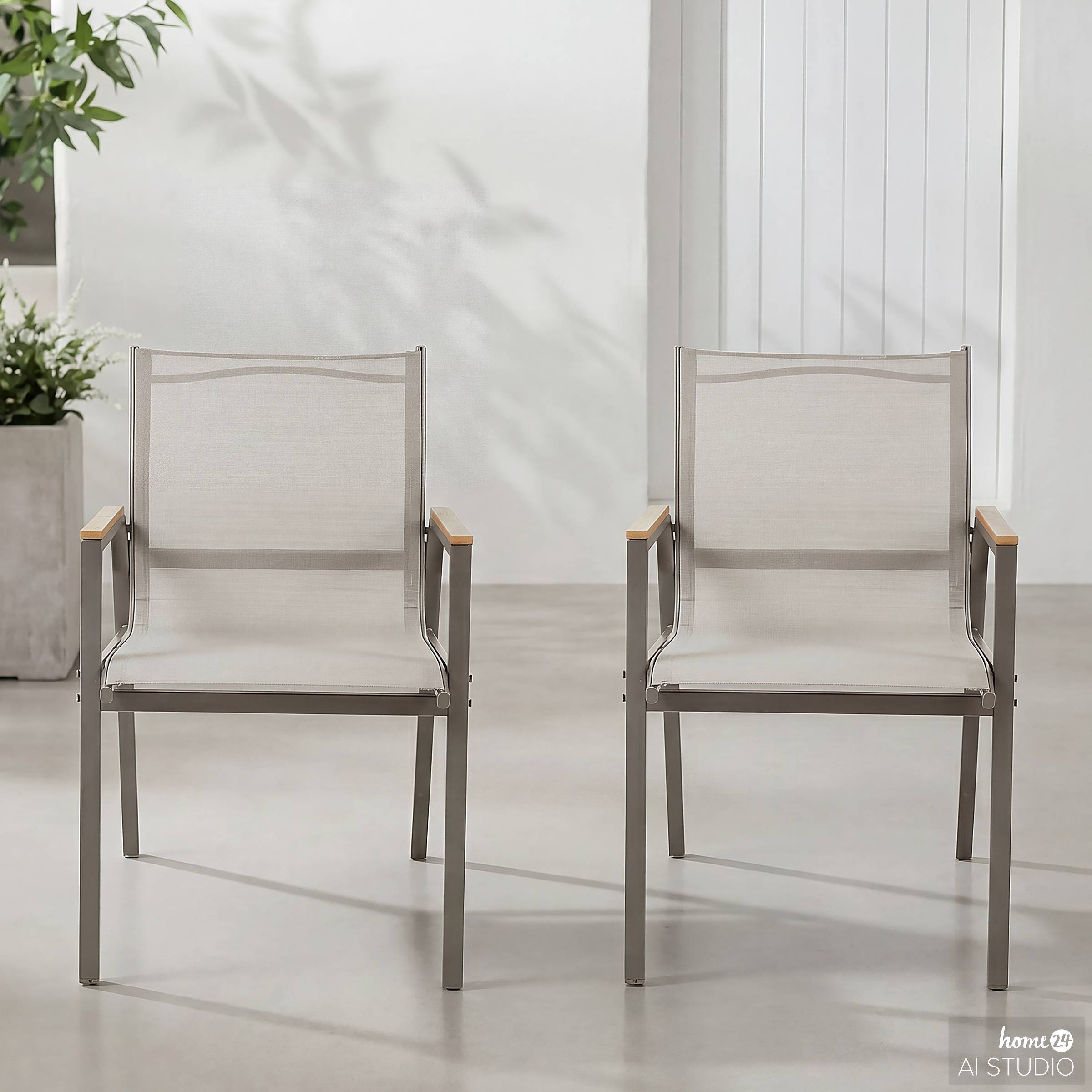 Garden Chair Alora Set of 2 Steel Olefin Taupe