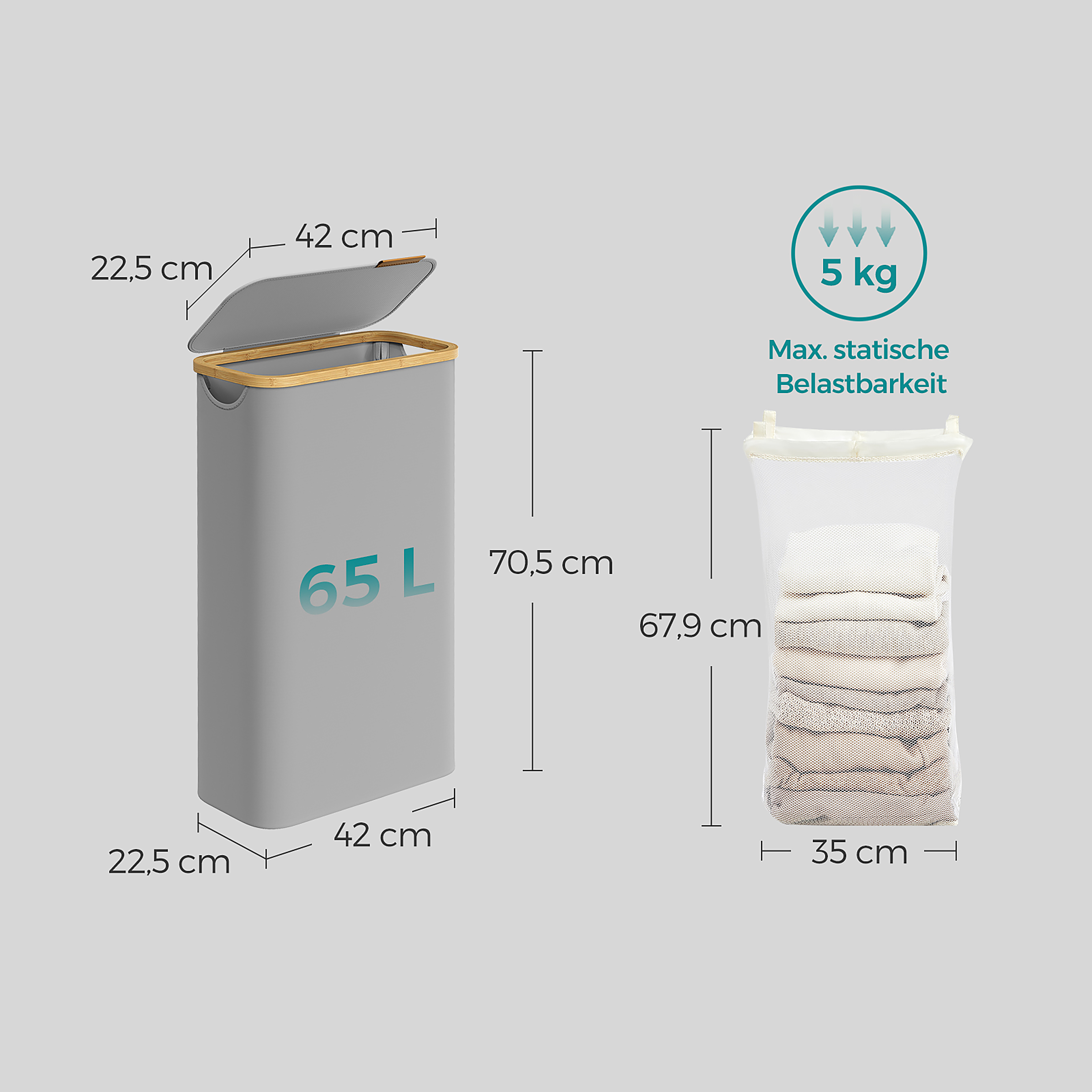 Jufta Wäschekorb Grau