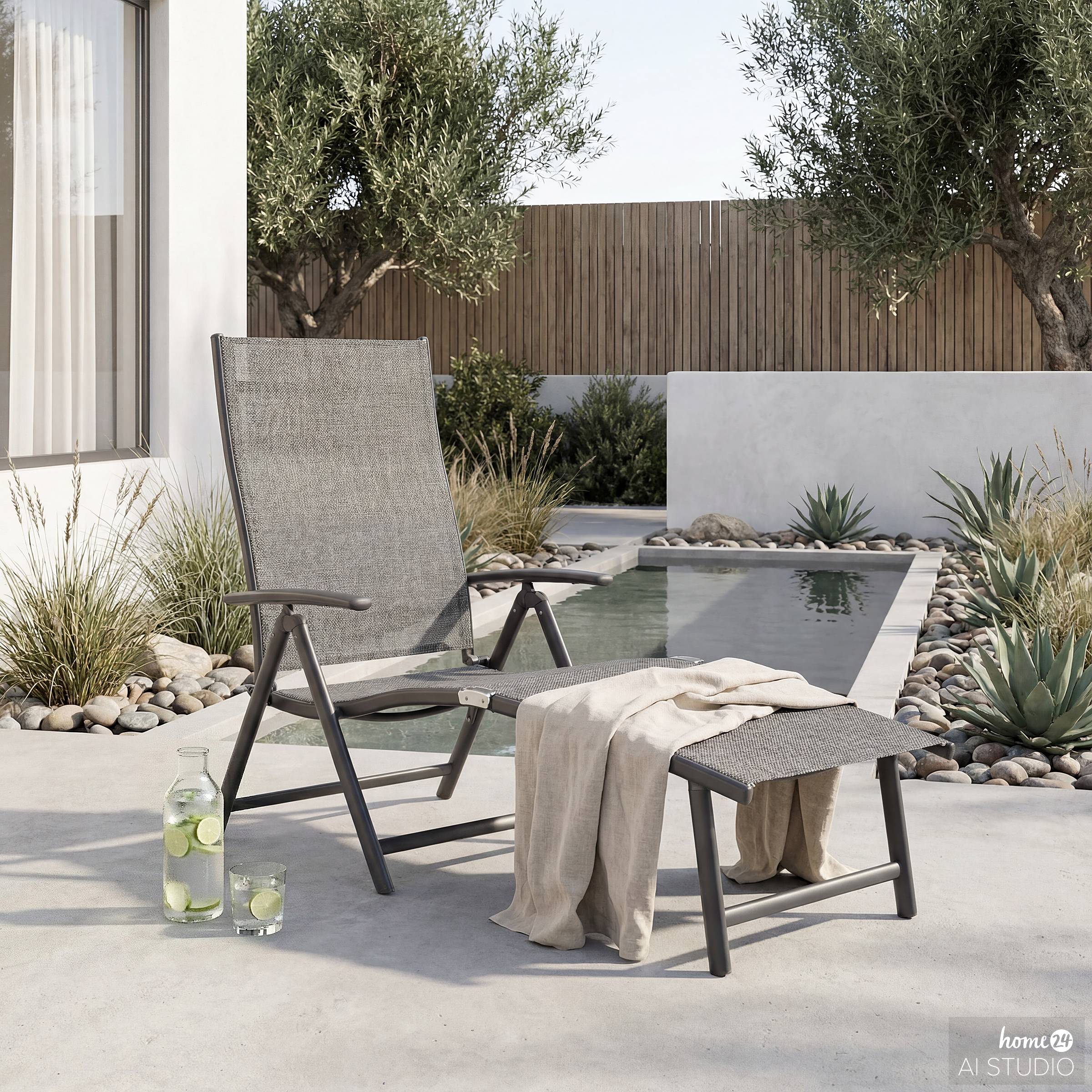 Lindy Garden Lounger Set of 2 Aluminum Grey