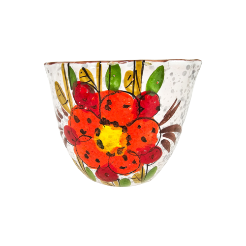 Vintage Blumentopf Handbemalt Mehrfarbig 1960er Jahre