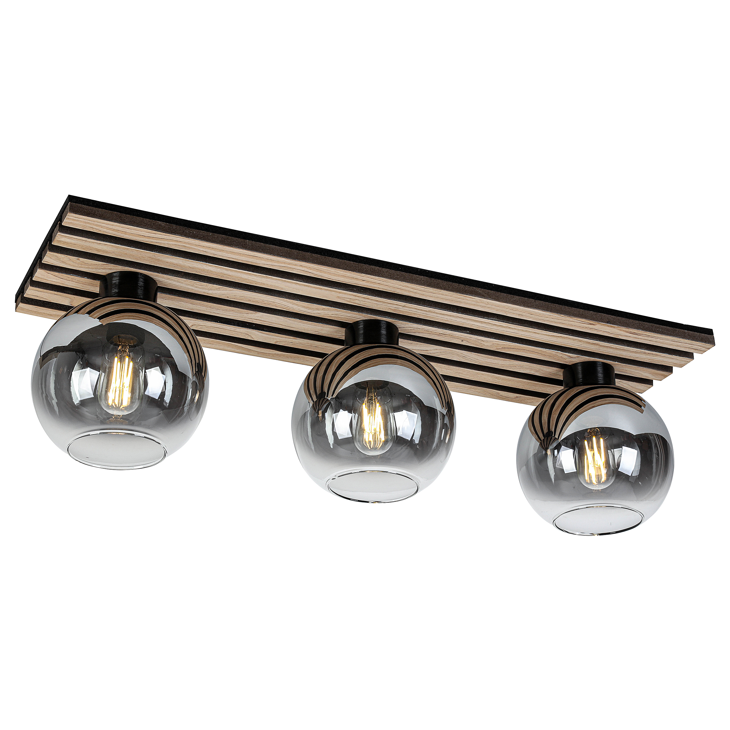 Kentucky Deckenleuchte Eisen Rauchglas Schwarz