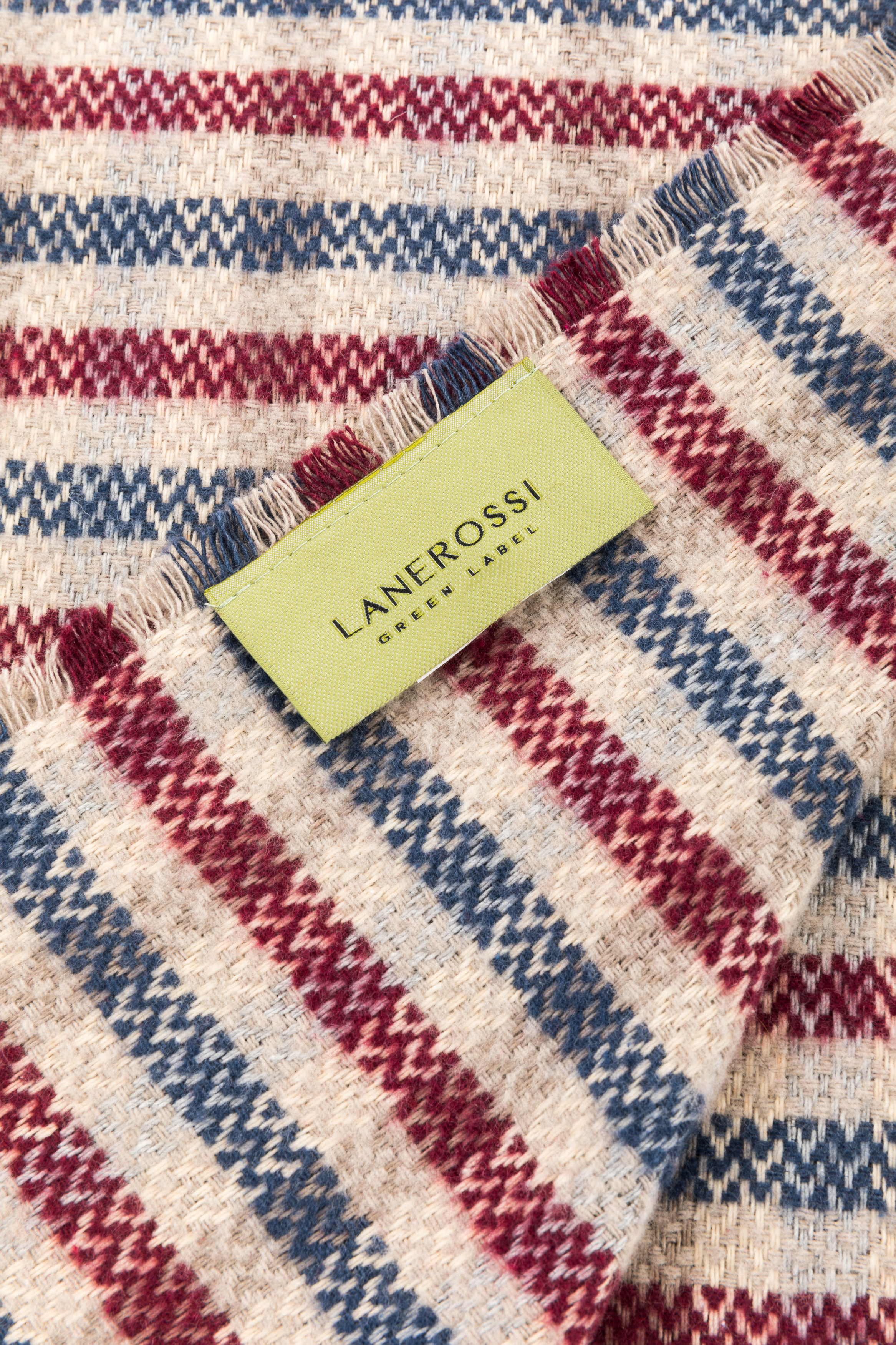 Ibiza Plaid Decke Recycelte Baumwolle Mikro-Karo Blau Rot