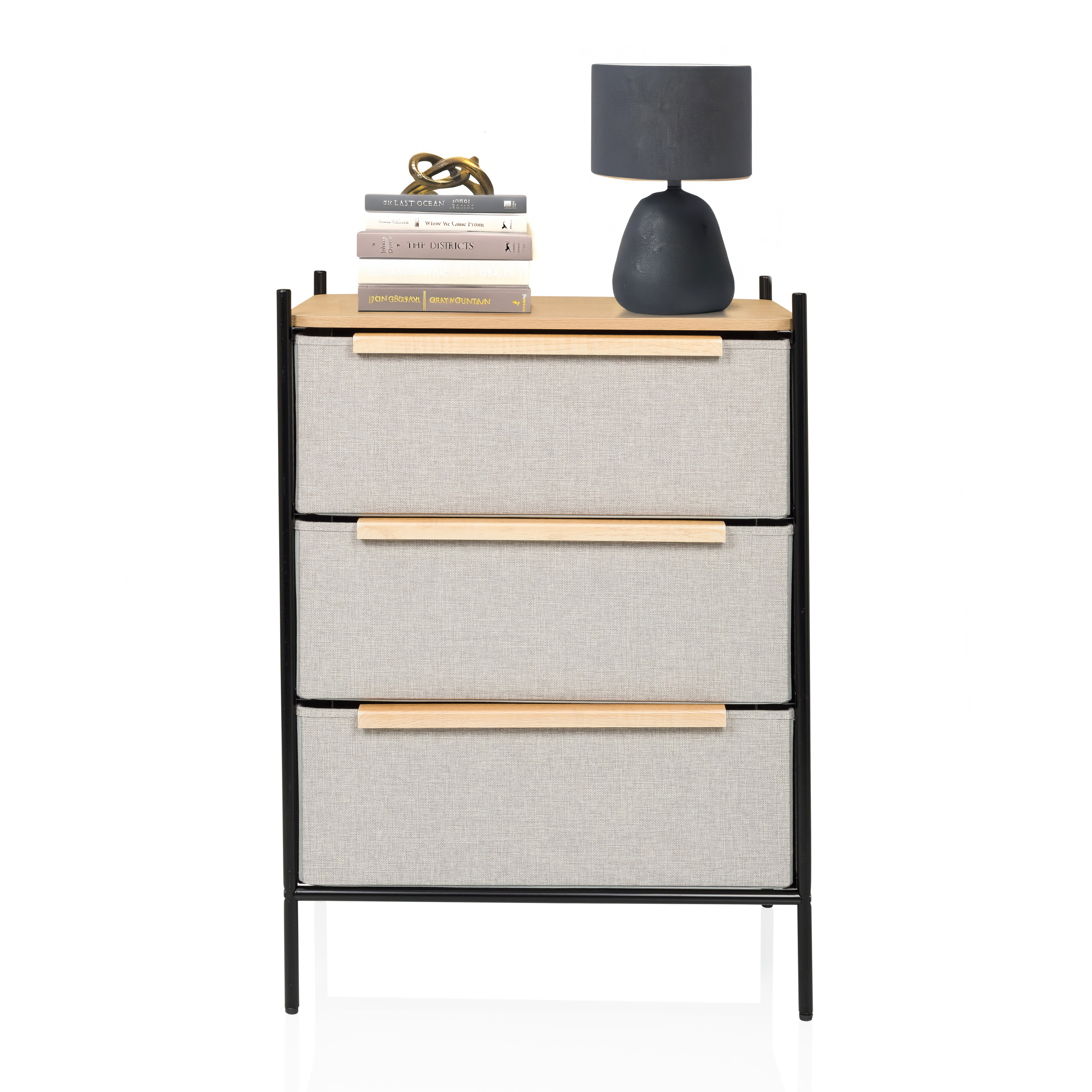 Chest of drawers STUVAR 58x40x79cm 3 drawers taupe hjh LIVING