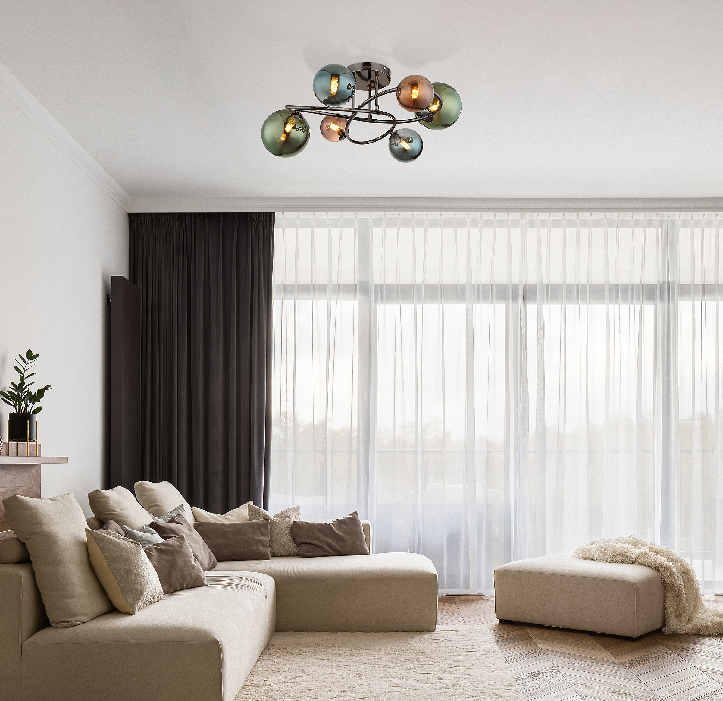 Riha Typ I LED-Deckenleuchte Farbglas Eisen Mehrfarbig