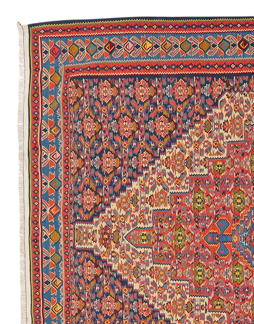 Kilim Senneh Teppich Braun