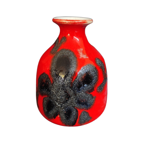 Vintage Vase Keramik Rot Schwarz