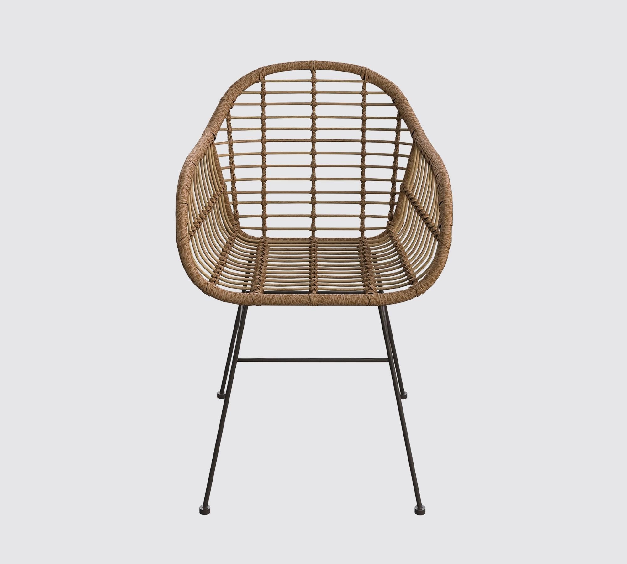 2x Gartenstuhl aus Polyrattan inkl. Sitzkissen Schwarz 
