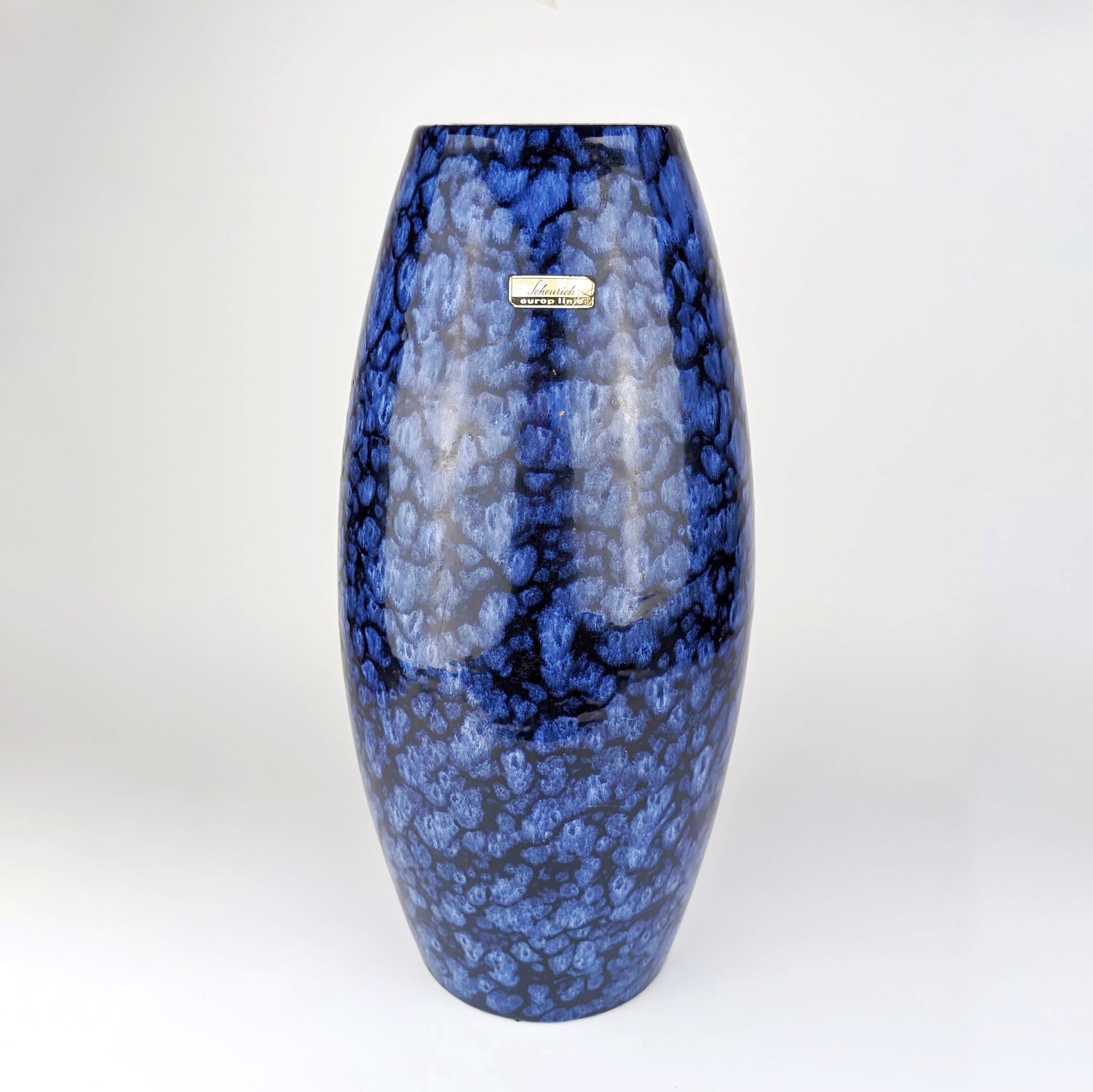 Vintage Vase Keramik Blau 1970er Jahre