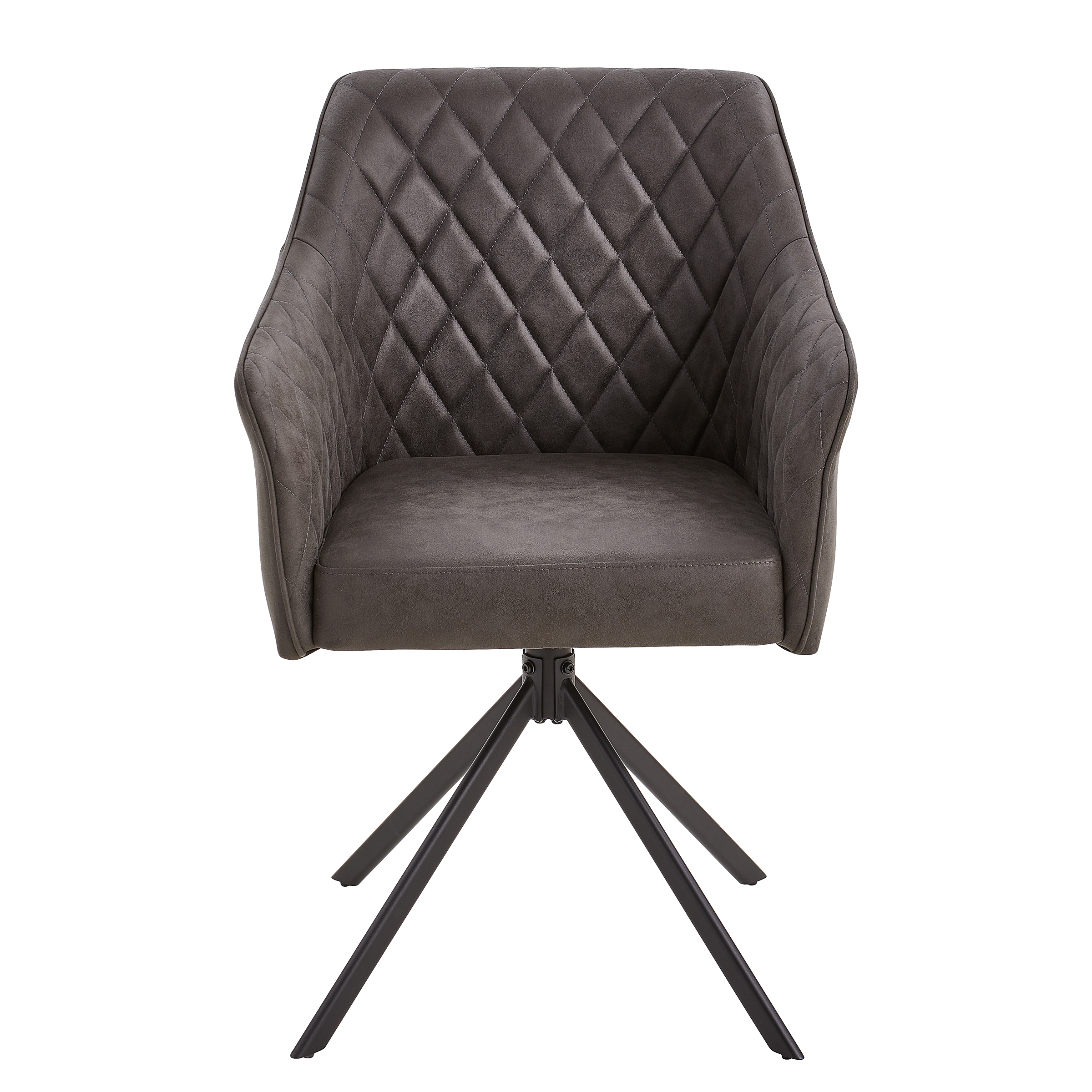 Armchair VALEI Set of 2 Swivel Faux Leather Grey