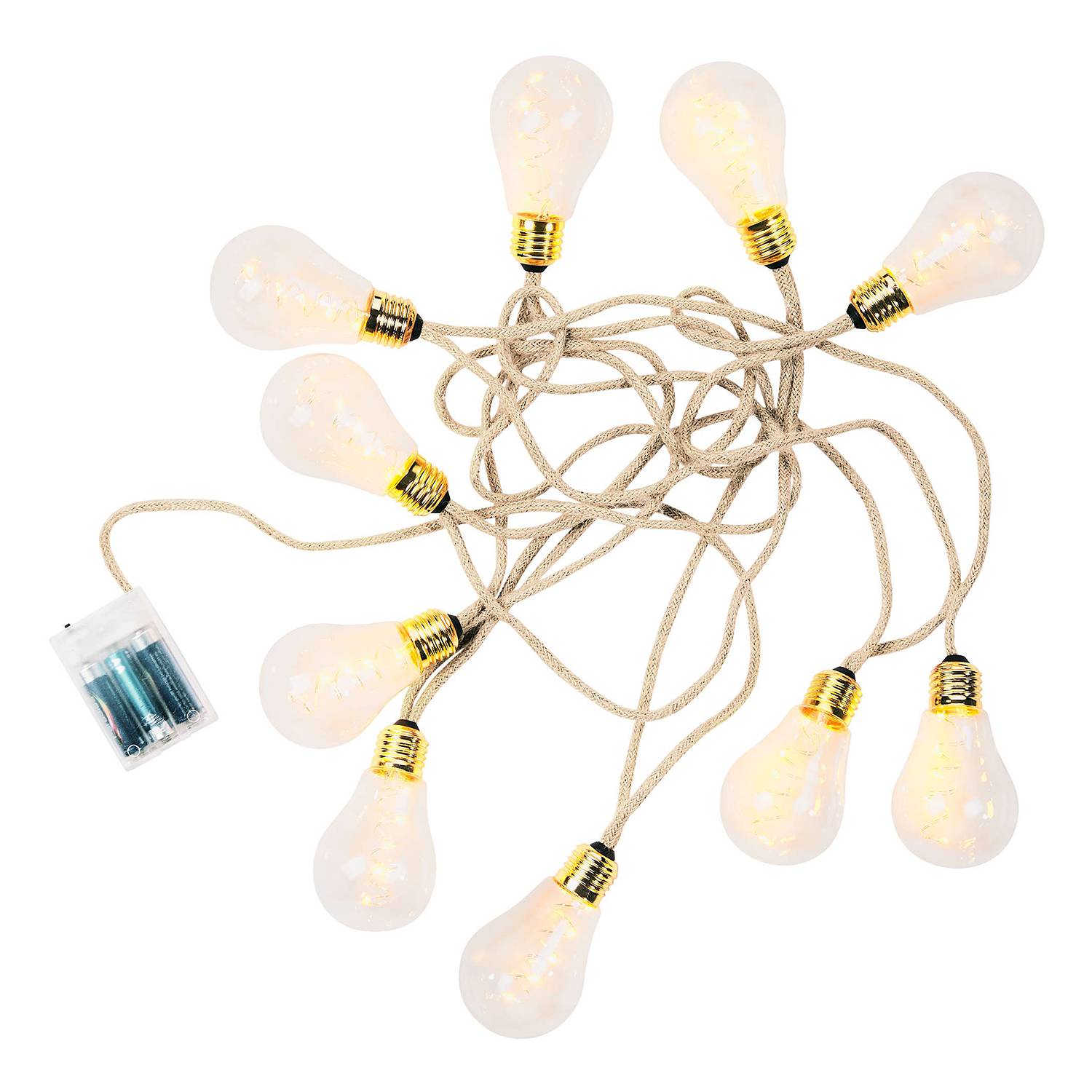 LED-Lichterkette BULB LIGHTS IV Klarglas / Jute 10-flammig