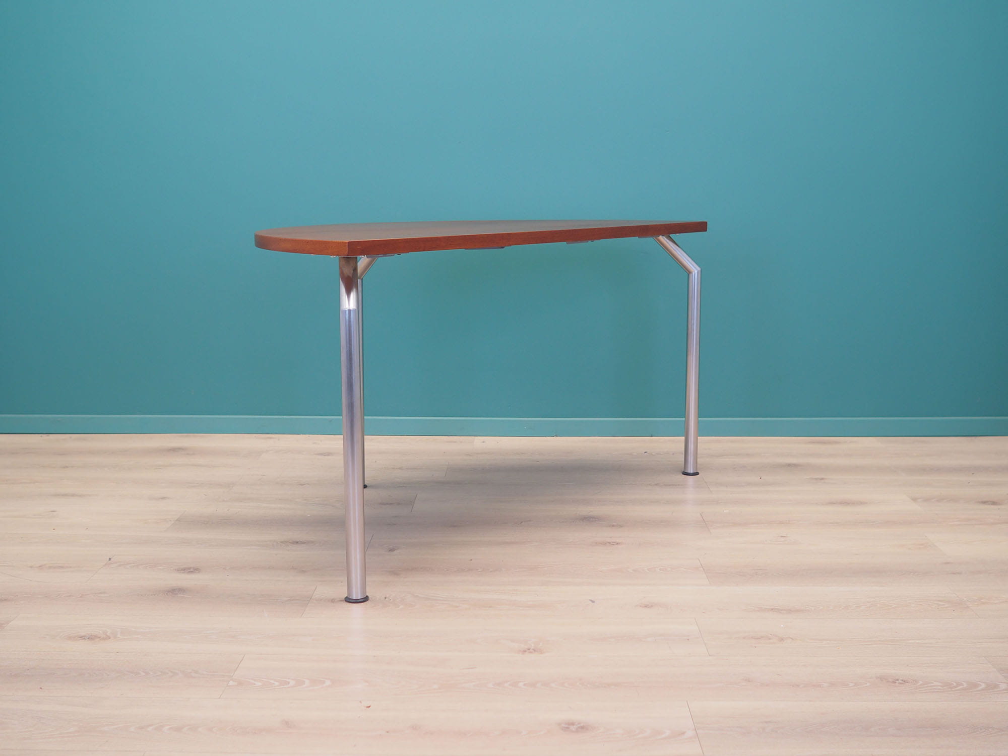 Tavolo Vintage Semicircolare Teak Metallo Marrone Anni '70