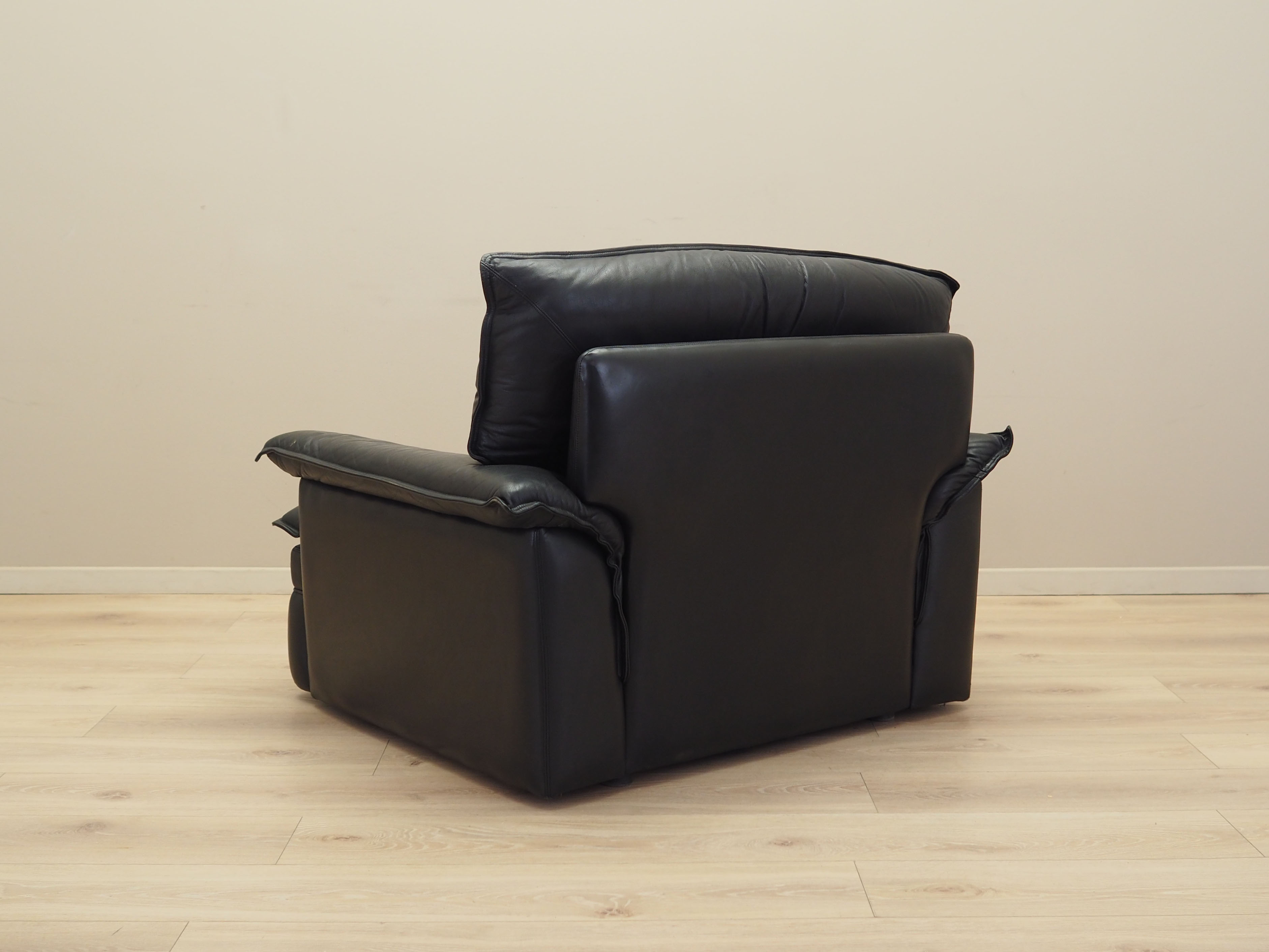 Sessel Leder Schwarz 1960er Jahre