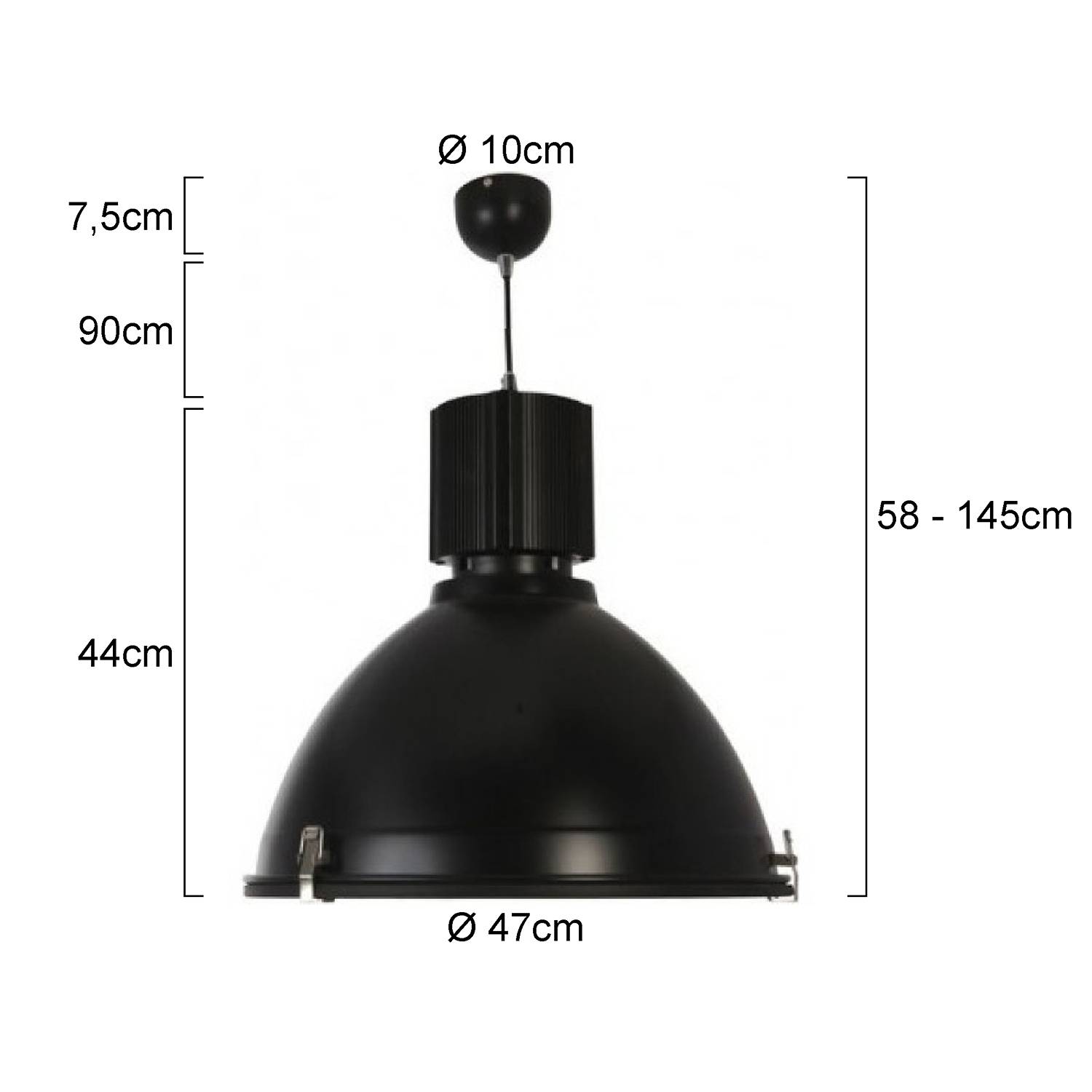 1-Flame Pendant Lamp Warbier Black