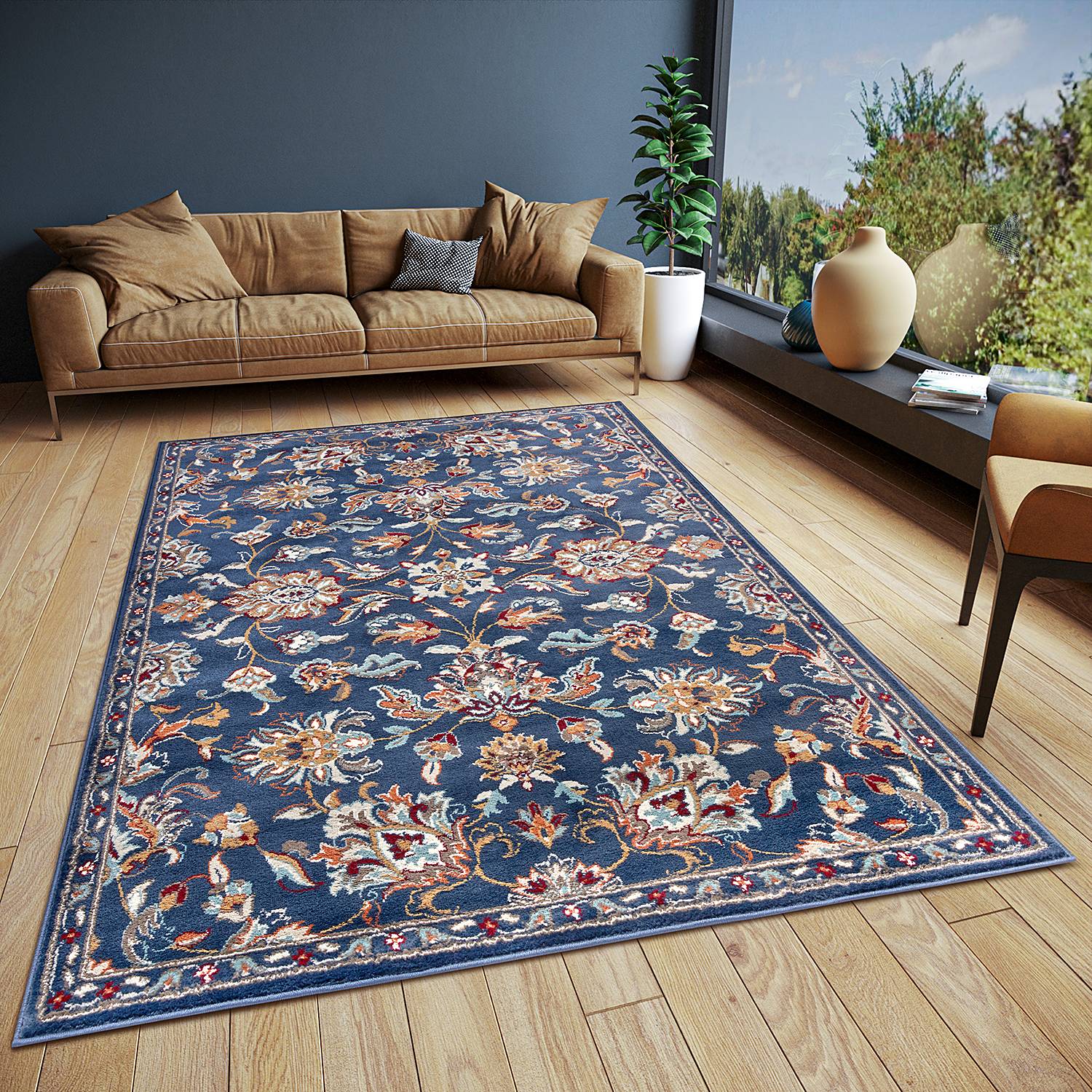 Caracci Orientteppich Polypropylen Dunkelblau 140 x 200 cm