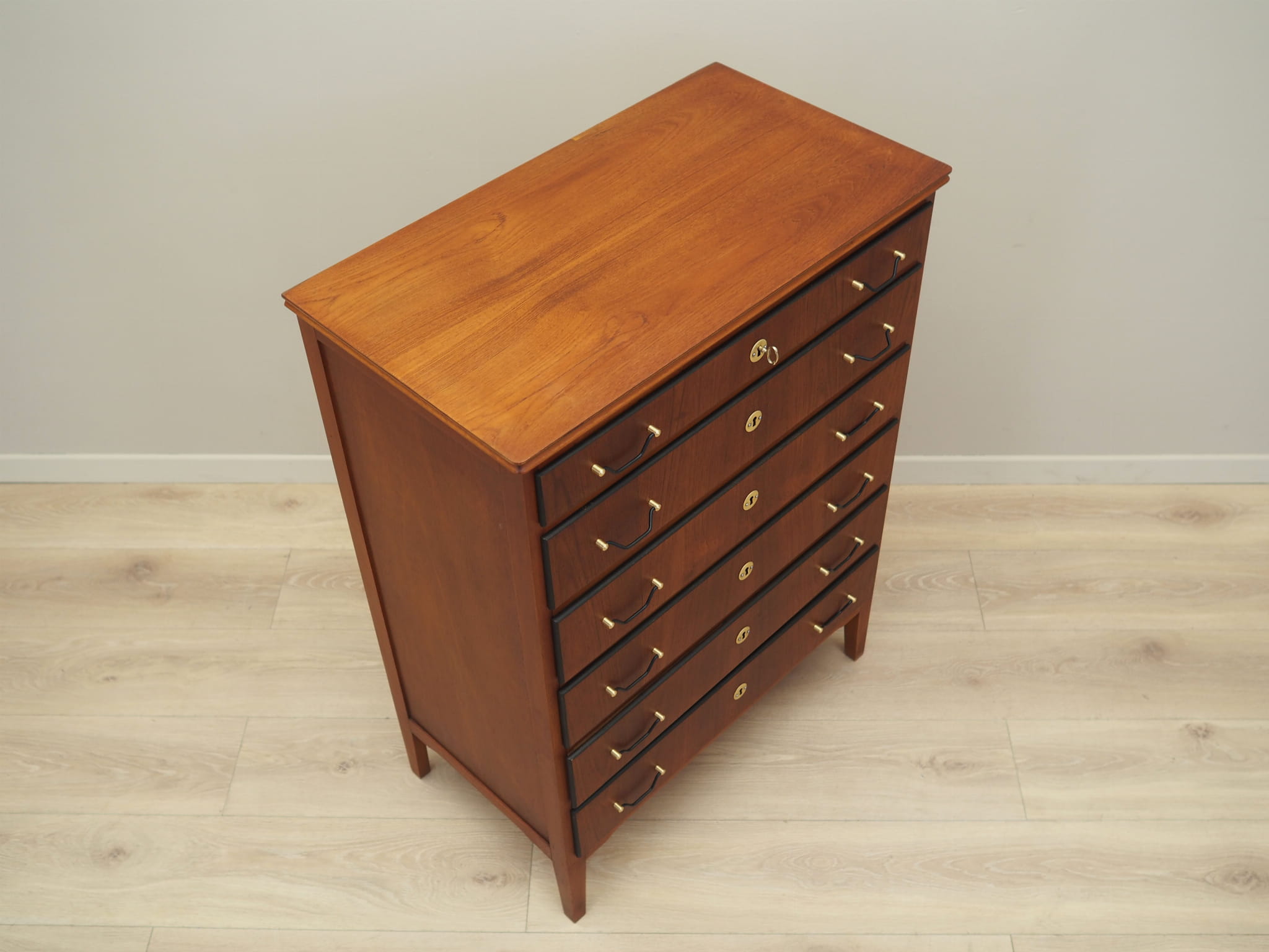 Vintage chest of drawers Teak wood Brown 1970s