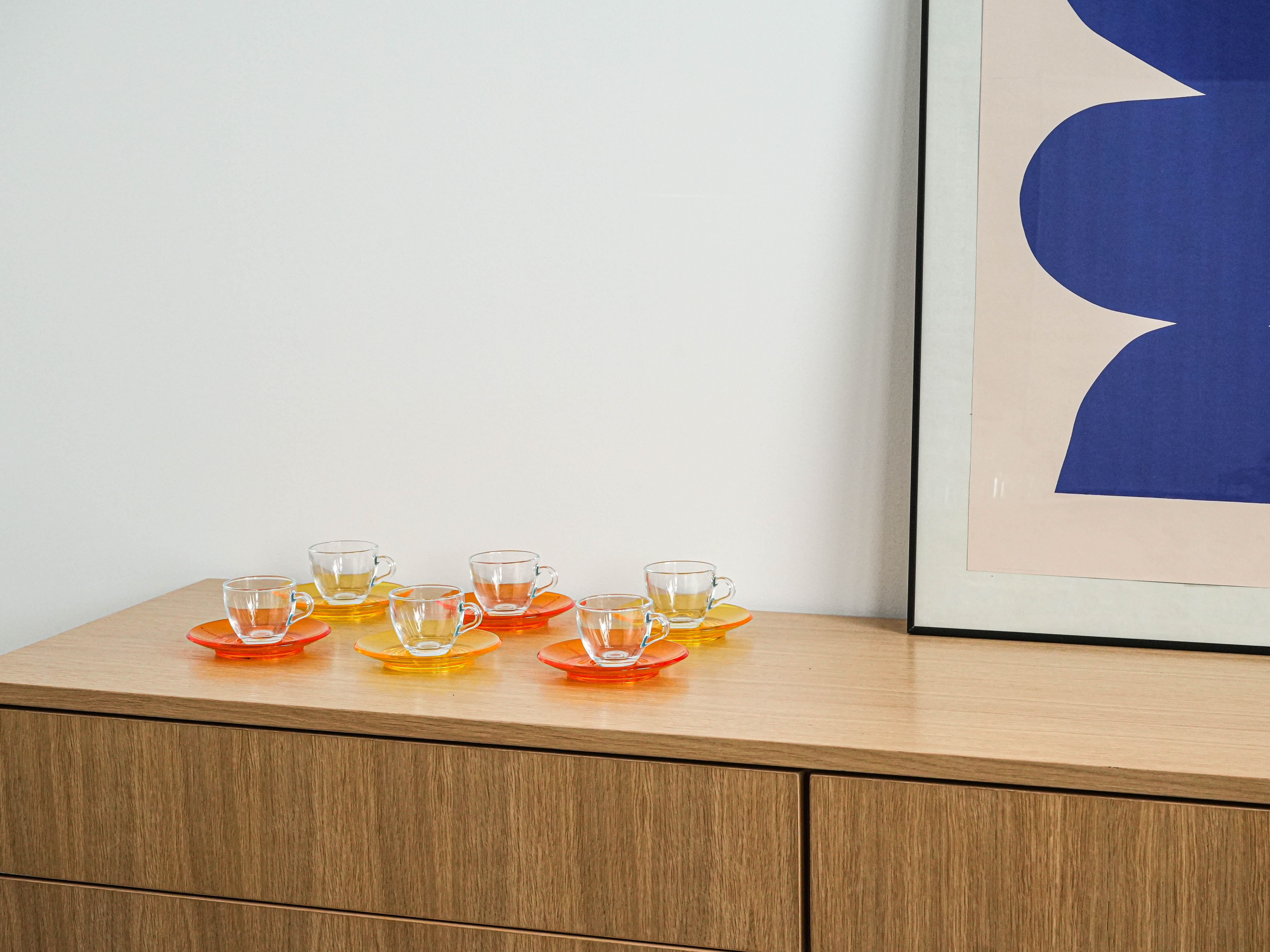 Glass Cup Set Multicolored 1970s