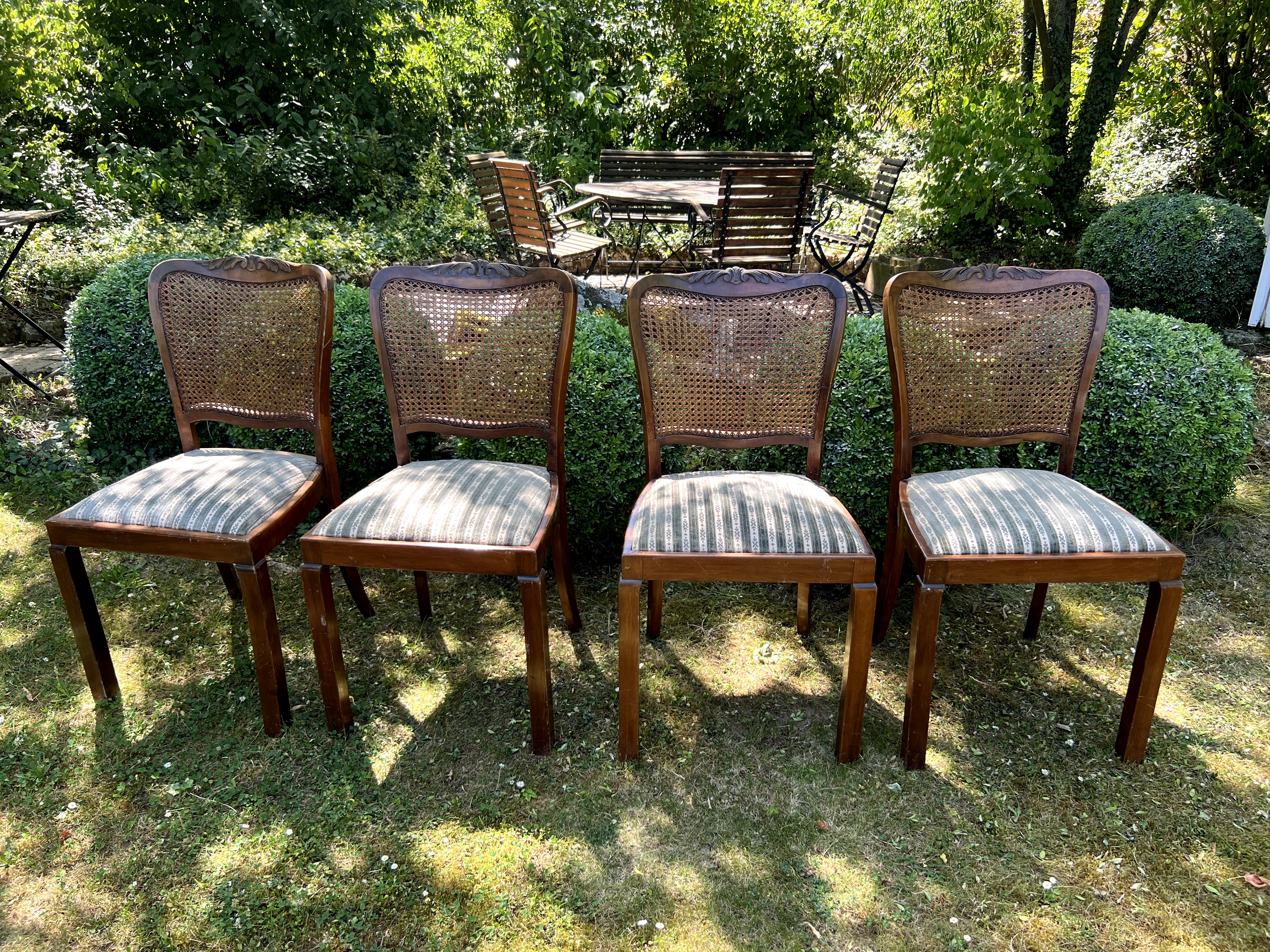 4x Esszimmerstuhl mit Wiener Geflecht