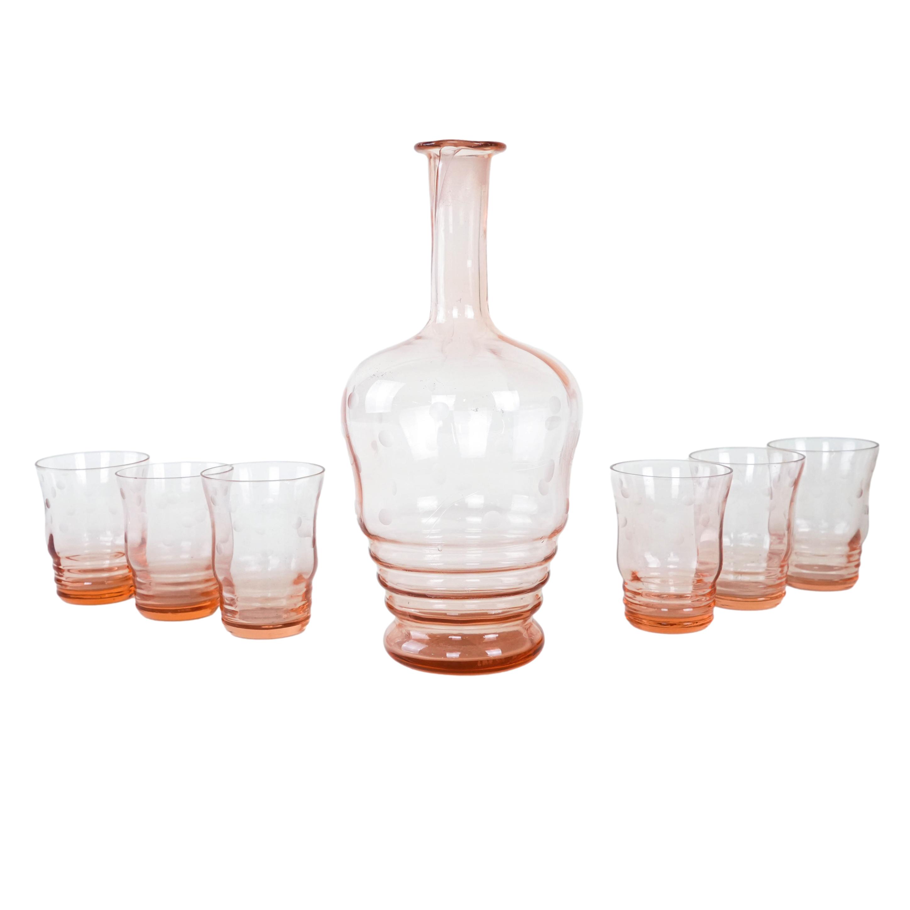 Glass and Decanter Set Transparent 1970s