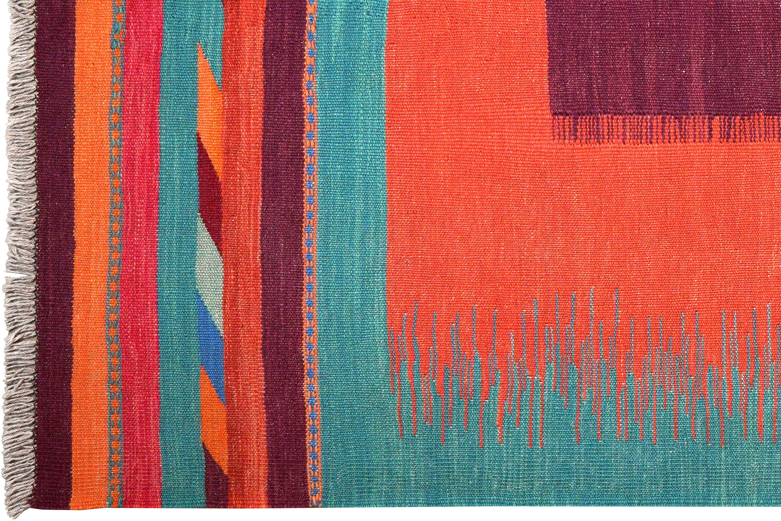 Kilim Gashgai Teppich Orange Blau