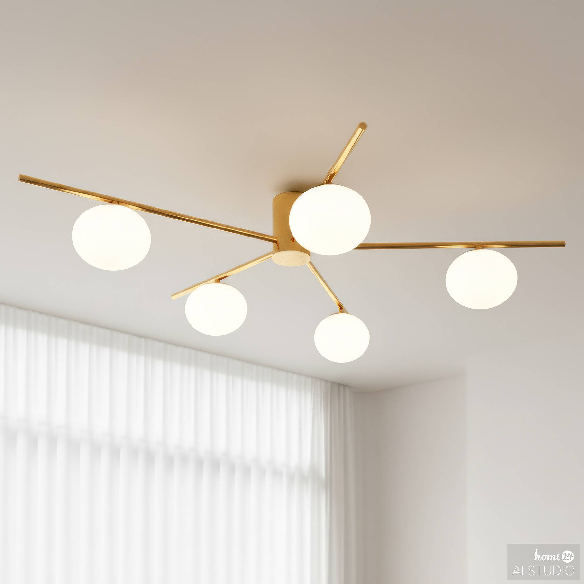 5-Flammig Deckenleuchte REI Eisen Gold