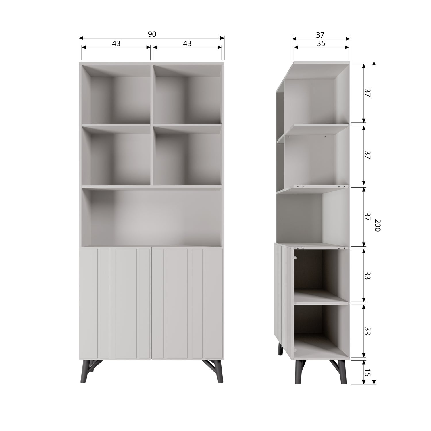 Miller 2-Türiges Regal mit Schrank