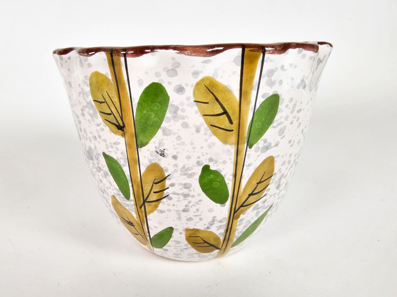 Vintage Blumentopf Handbemalt Mehrfarbig 1960er Jahre