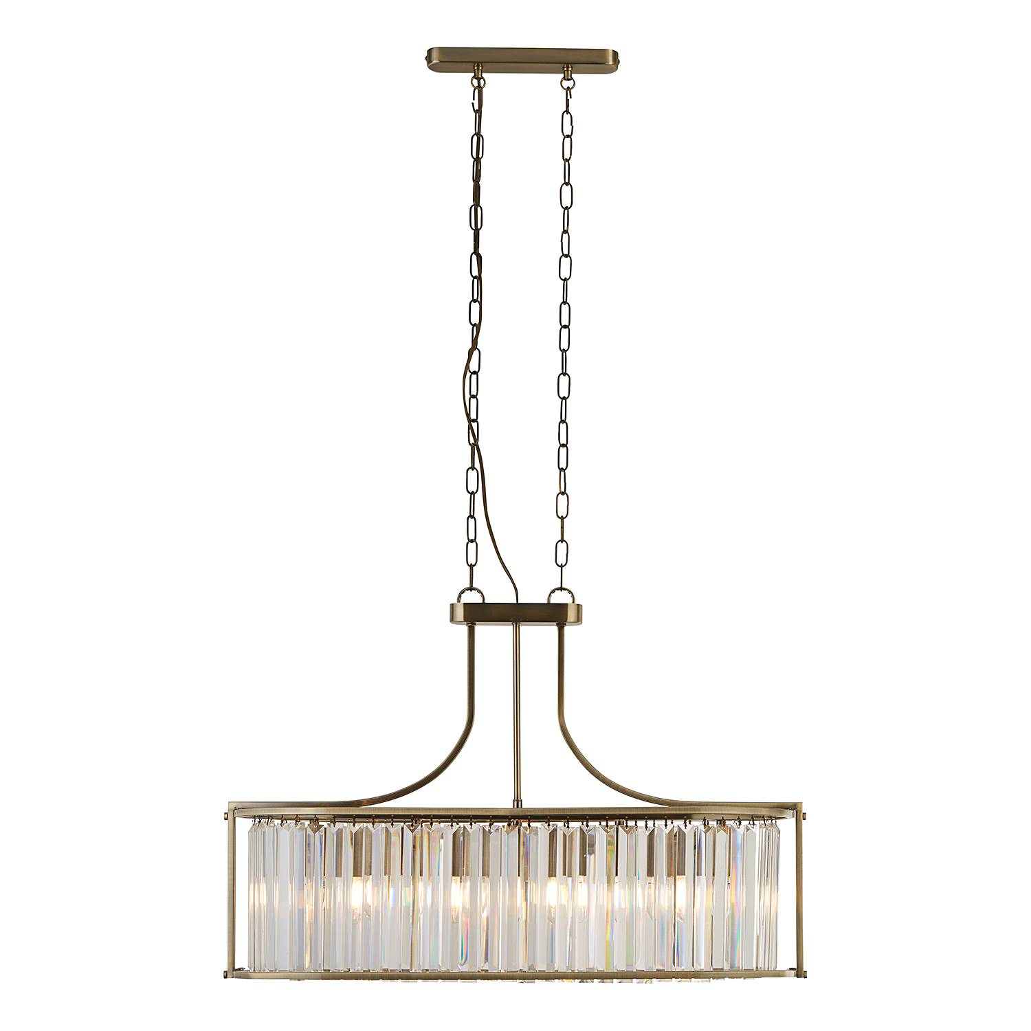 Pendelleuchte Victoria 5-Flammig Kristallglas Stahl Messing
