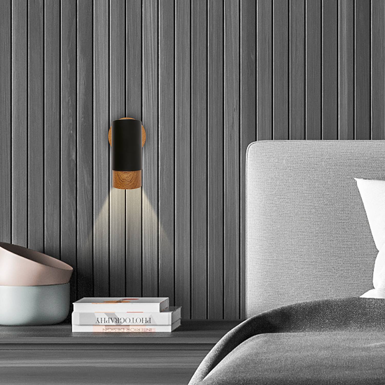 Sayos Wandleuchte Aluminium Schwarz