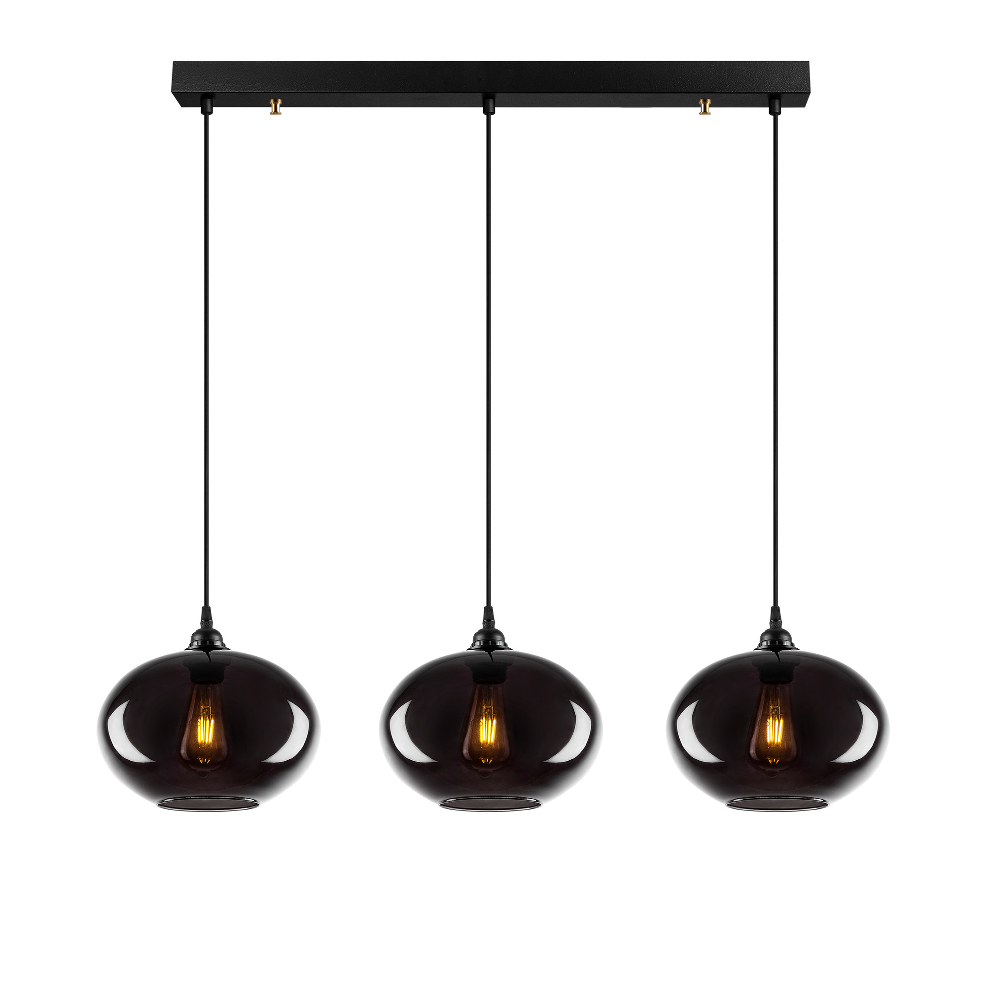 Pendant lamp 3 elements metal smoke-colored
