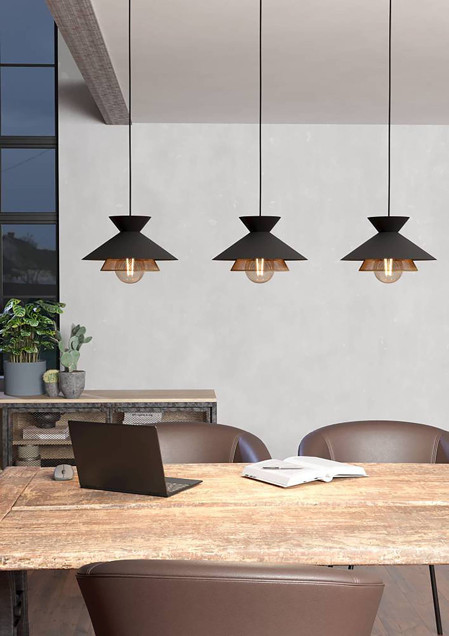 Grizedale Pendant Lamp Steel 3-light
