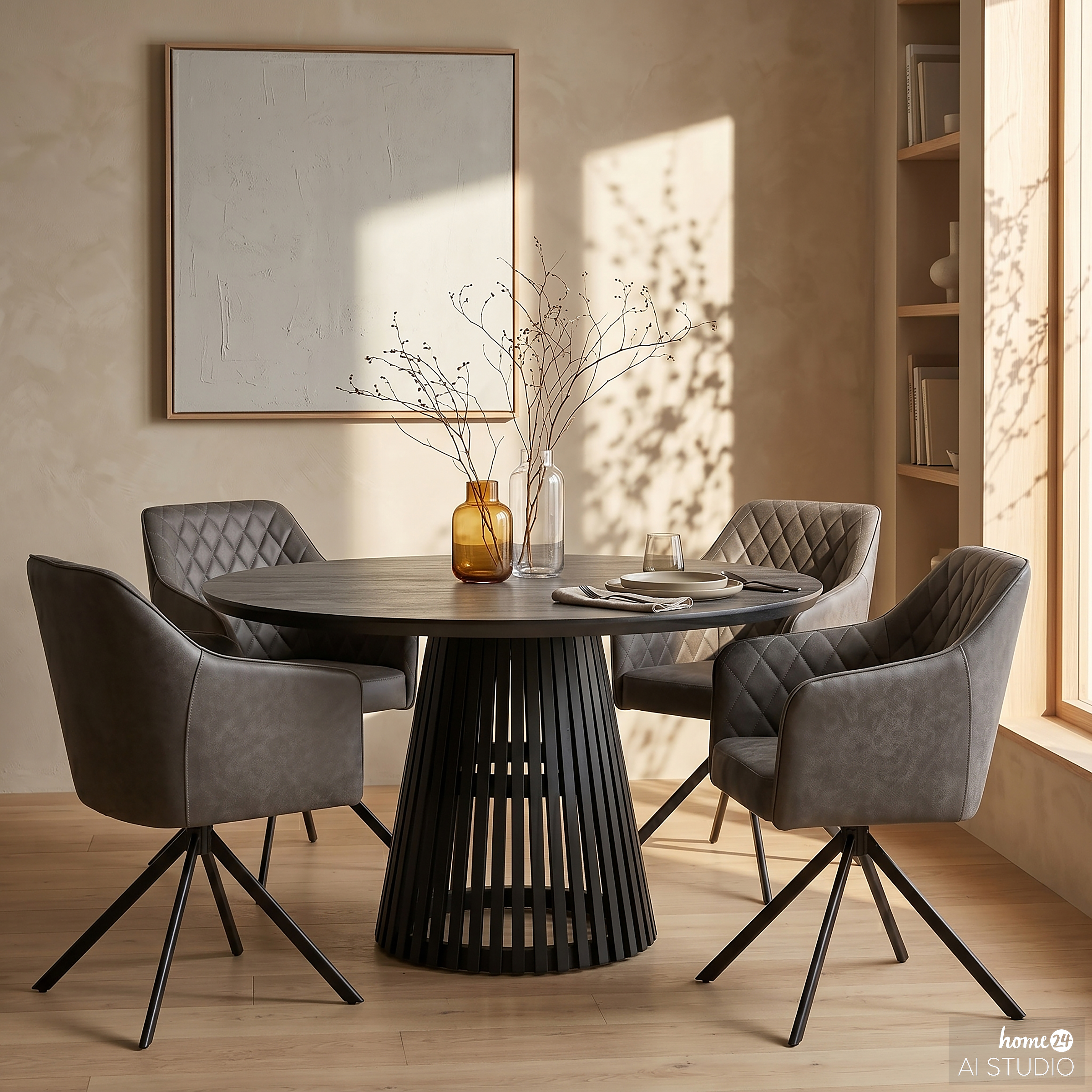 Armchair VALEI Set of 2 Swivel Faux Leather Grey