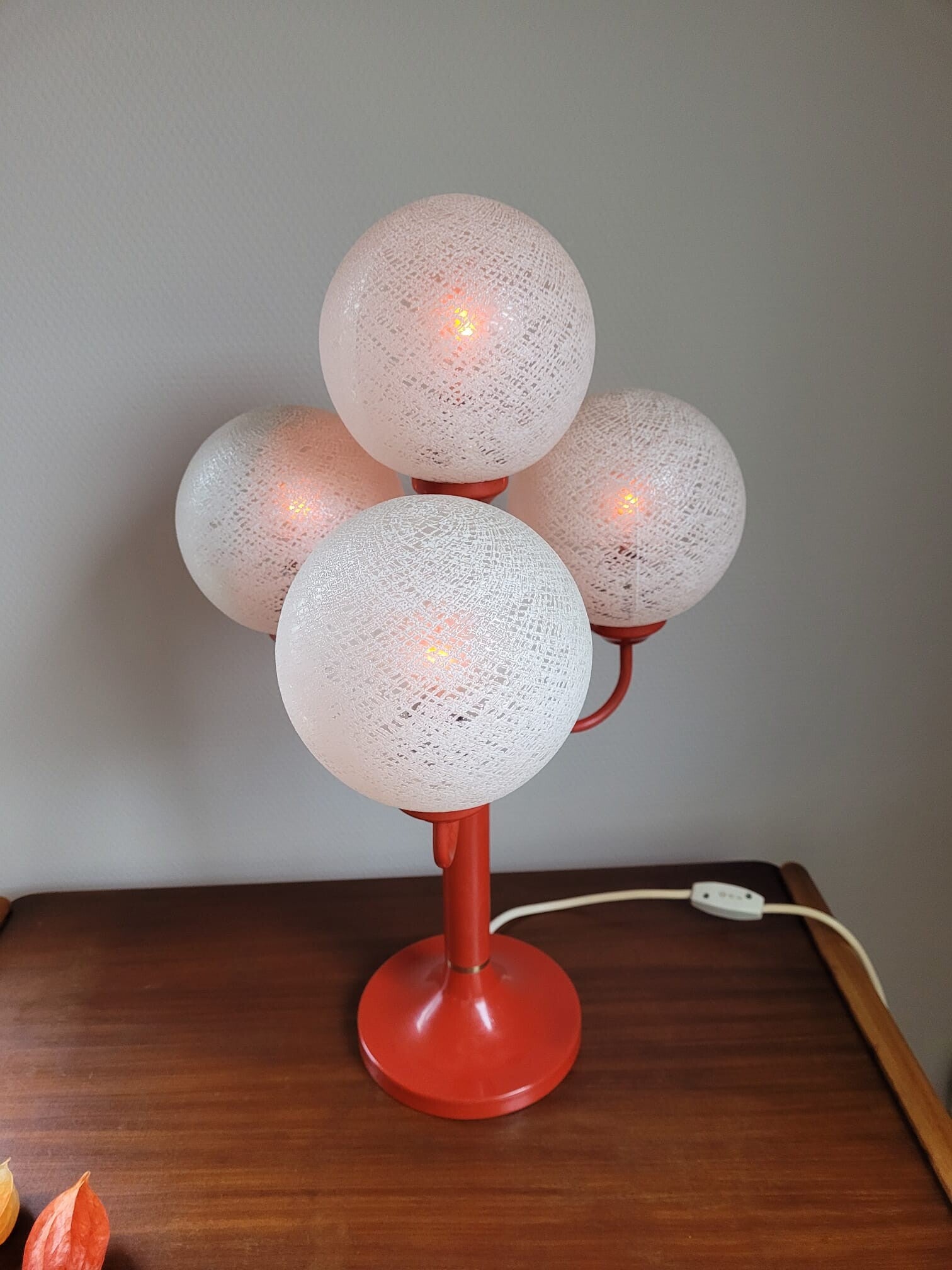 Tischlampe Glas Metall 1970er Jahre