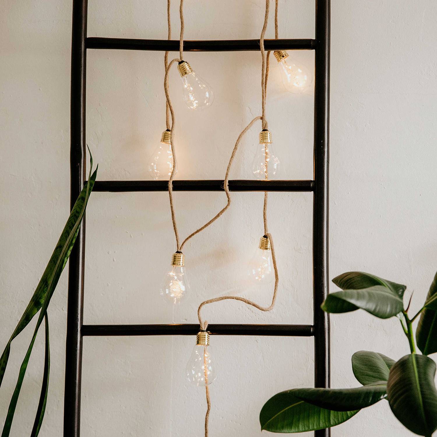 LED-Lichterkette BULB LIGHTS IV Klarglas / Jute 10-flammig