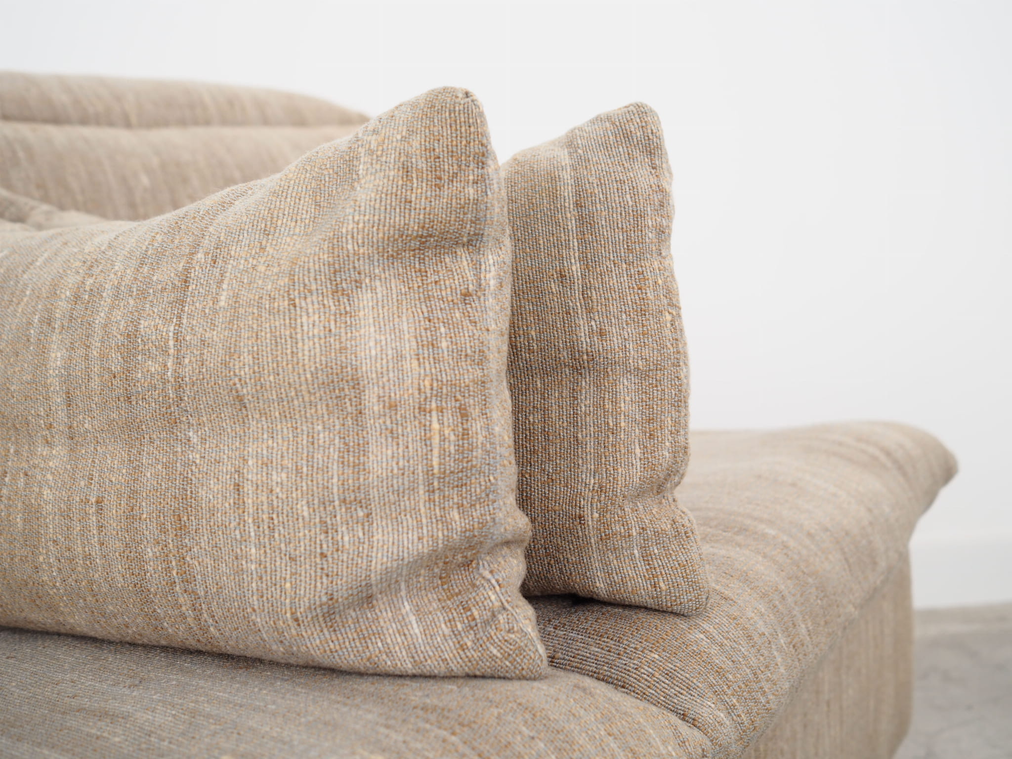 Vintage Sofa 2-seater Teak Wood Textile Gray 1970s
