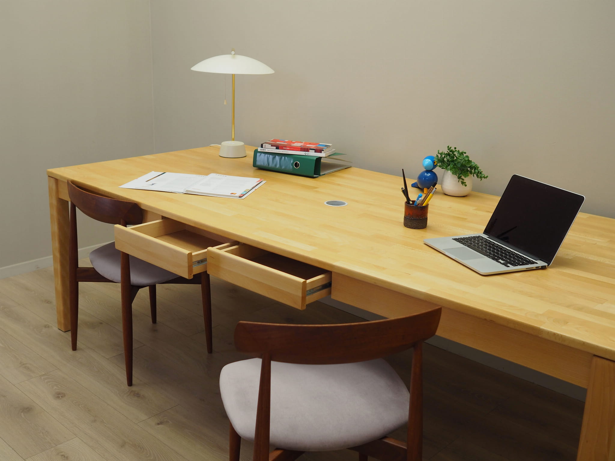 Vintage Desk Wood Beige 1980s