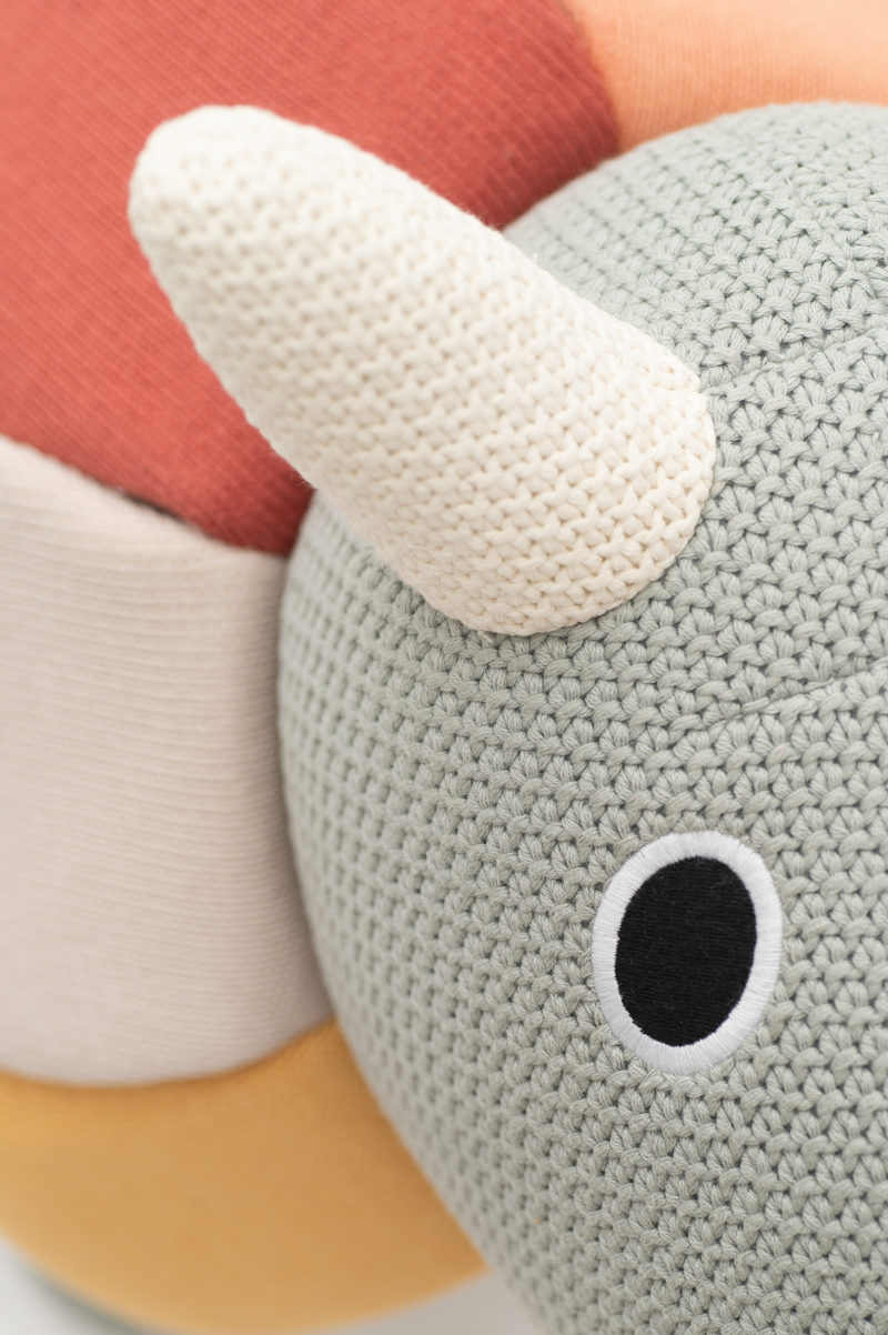 Dino Stuffed Animal Cotton Green White