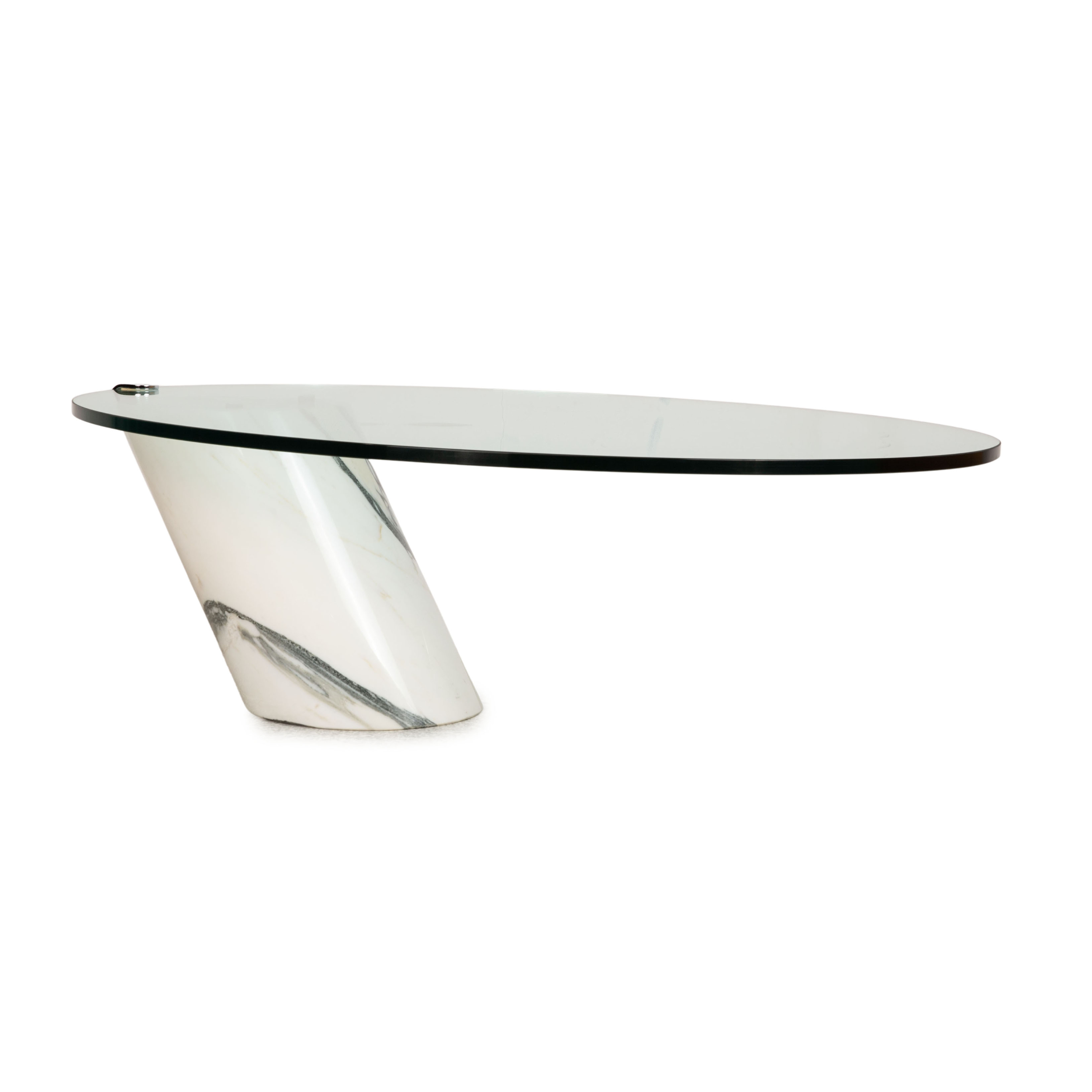 K1000 Couchtisch Glas Marmor Creme