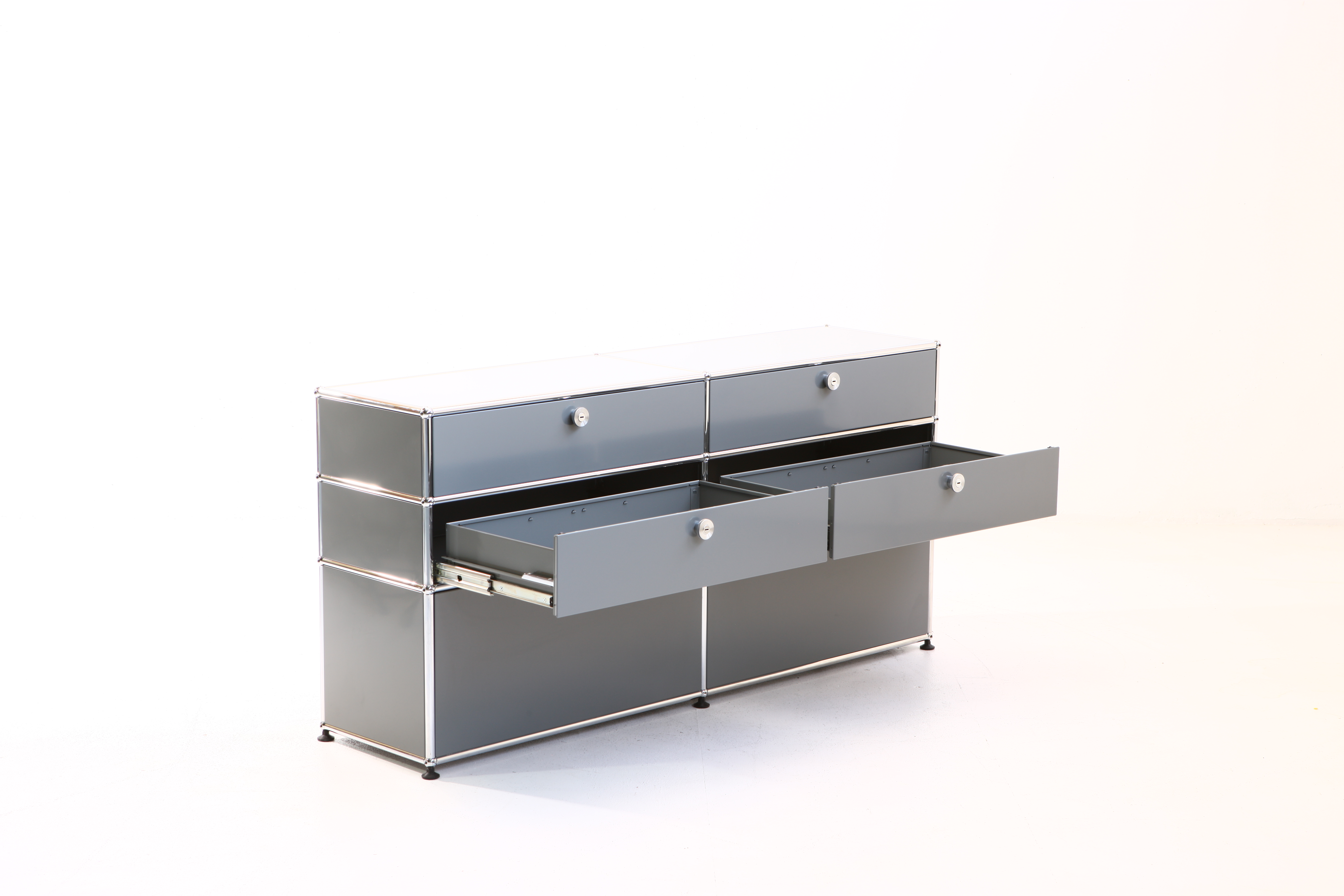Sideboard 3x3 mit Flügeltüren & Schiebeschubladen Silbergrau